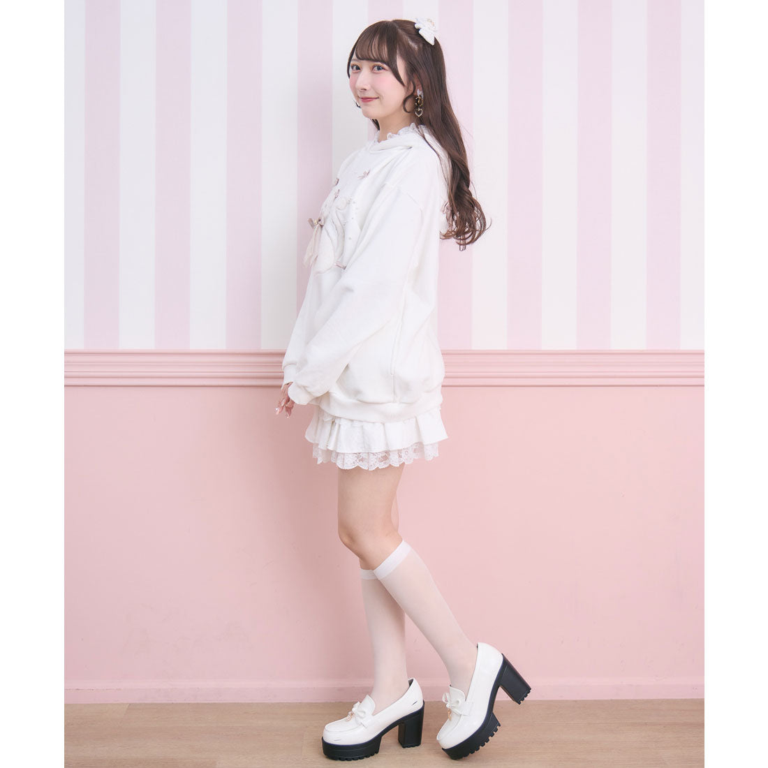 ロジータ ROJITA RibbonCatスウェットパーカー （ホワイト） ホワイト