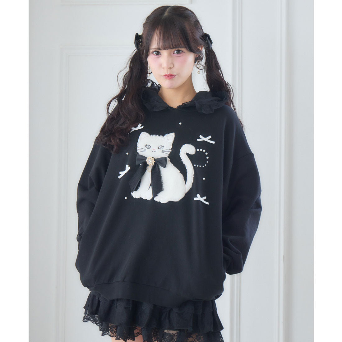 ロジータ ROJITA RibbonCatスウェットパーカー （ブラック） ブラック