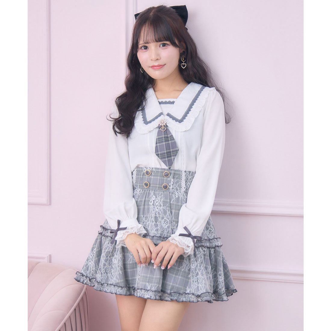 ロジータ ROJITA セーラー風ネクタイブラウス （グレー） グレー