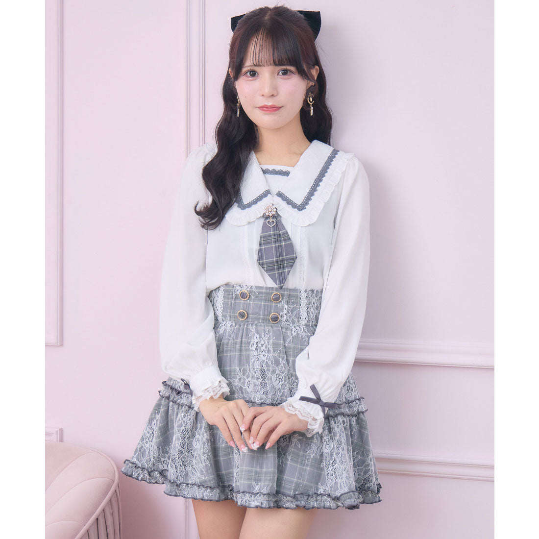 ロジータ ROJITA セーラー風ネクタイブラウス （グレー） グレー