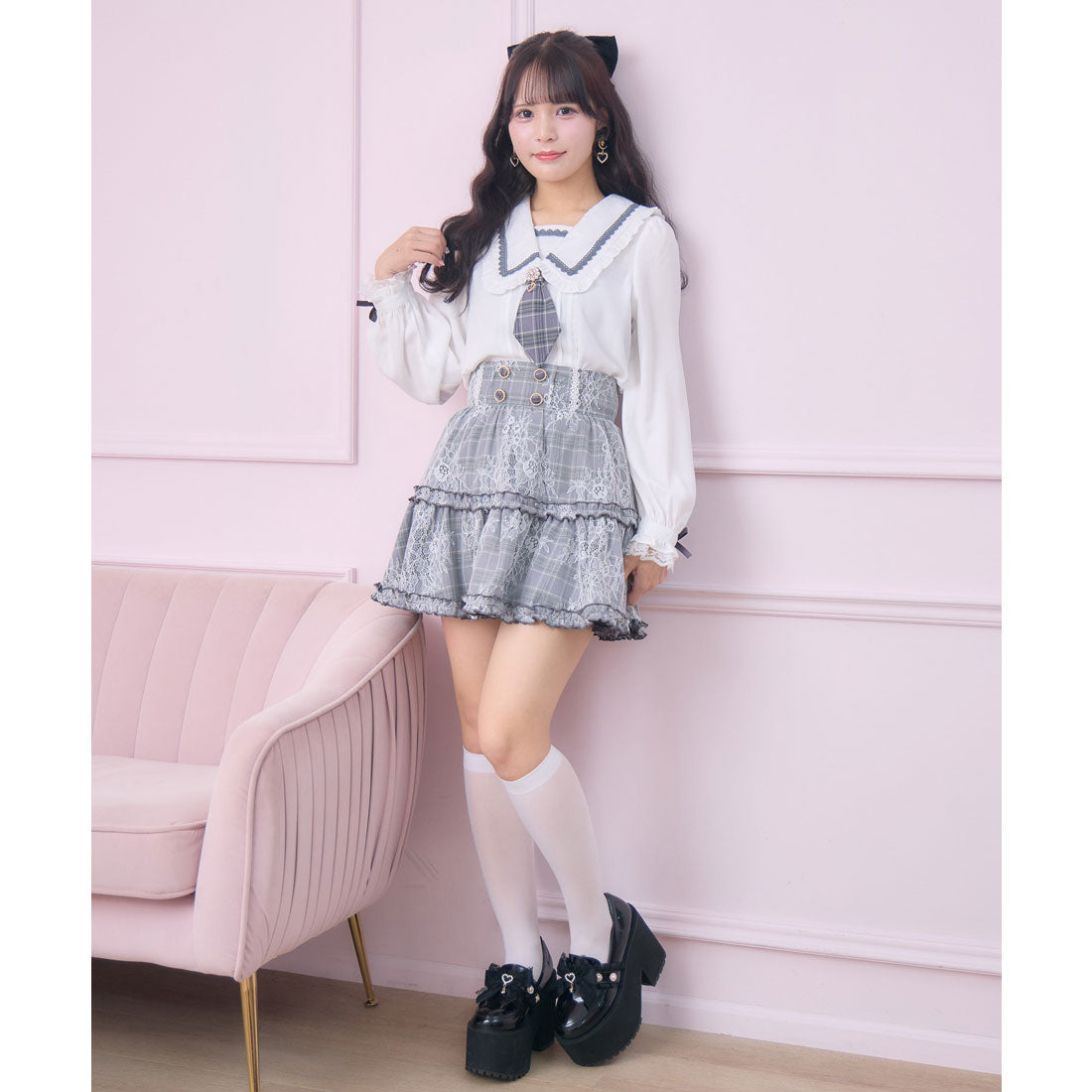 ロジータ ROJITA セーラー風ネクタイブラウス （グレー） グレー