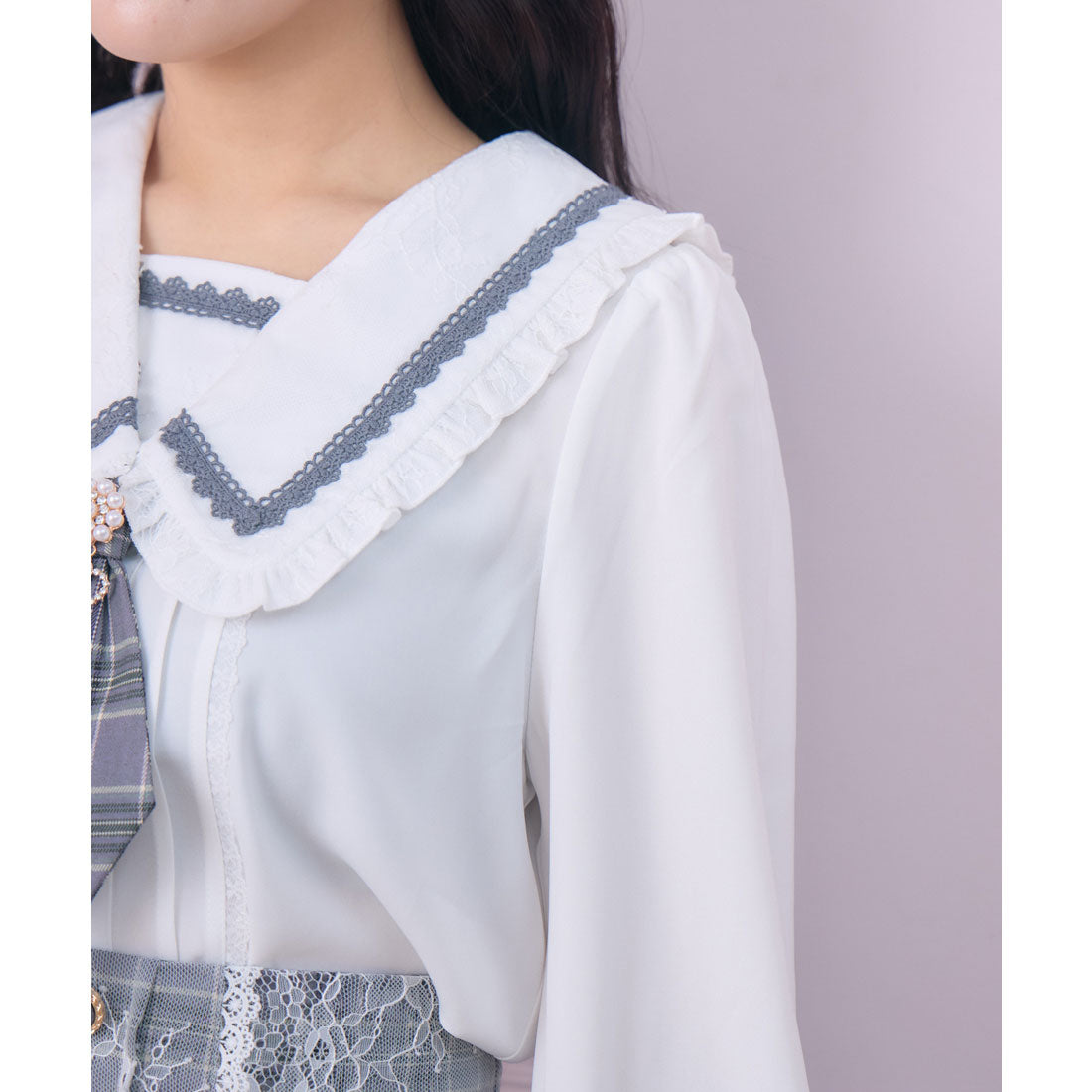 ロジータ ROJITA セーラー風ネクタイブラウス （グレー） グレー