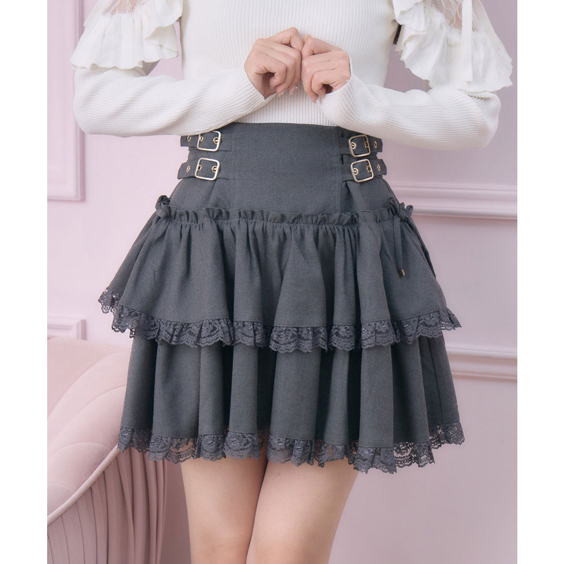 ロジータ ROJITA 2段フレアボリュームスカート （チャコールグレー） チャコールグレー