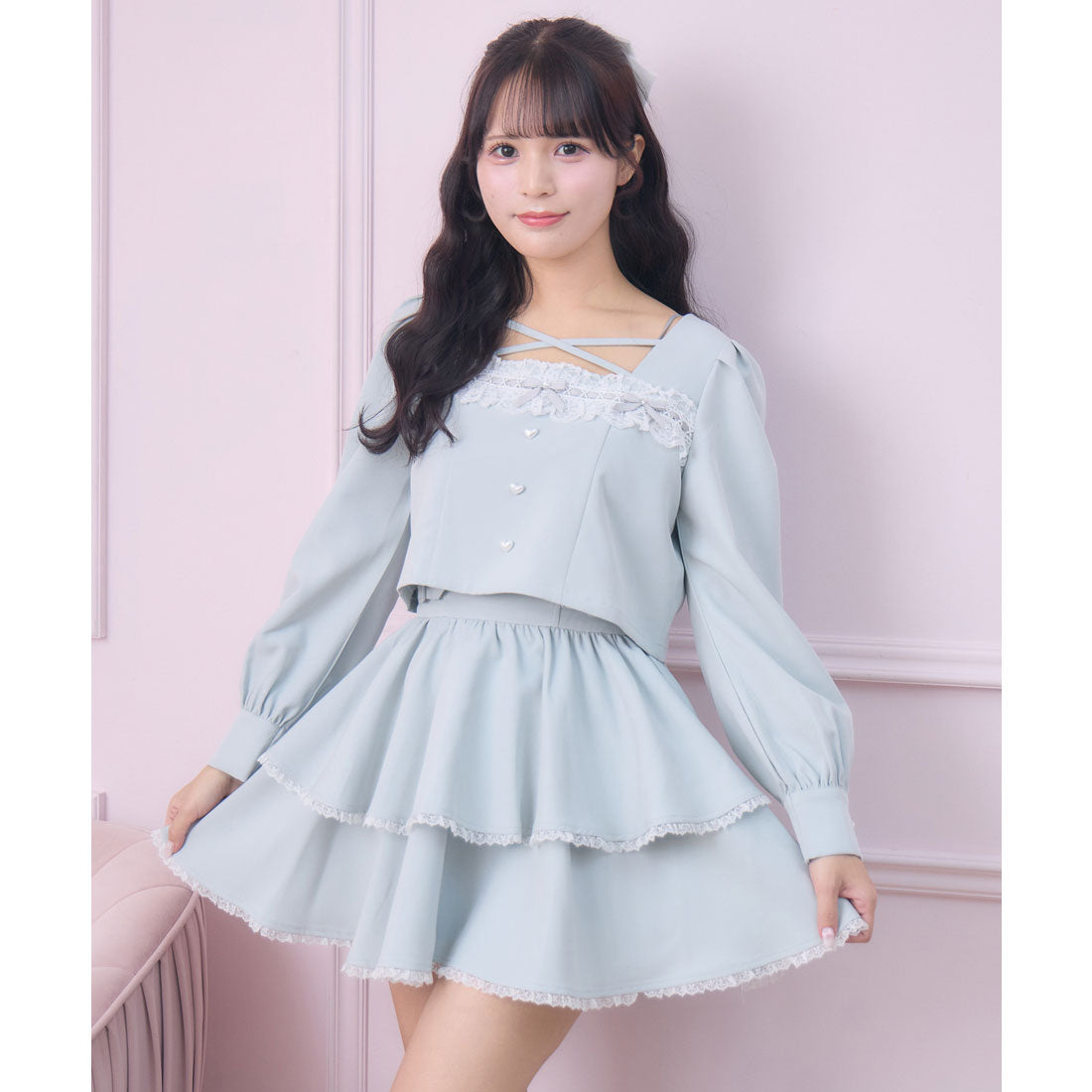 ロジータ ROJITA はしごレースティアードセットアップ （ミント） ミント