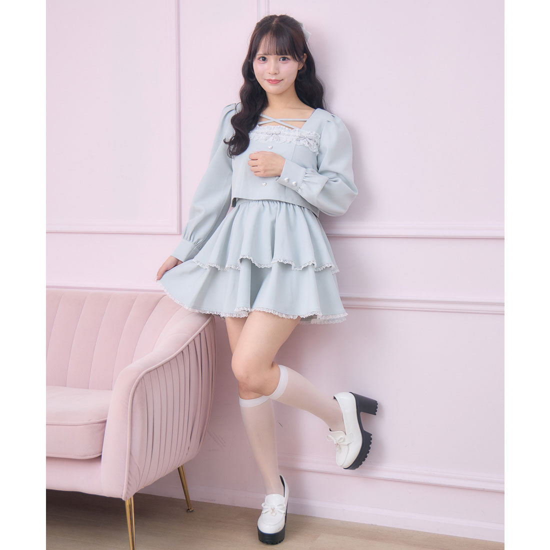 ロジータ ROJITA はしごレースティアードセットアップ （ミント） ミント