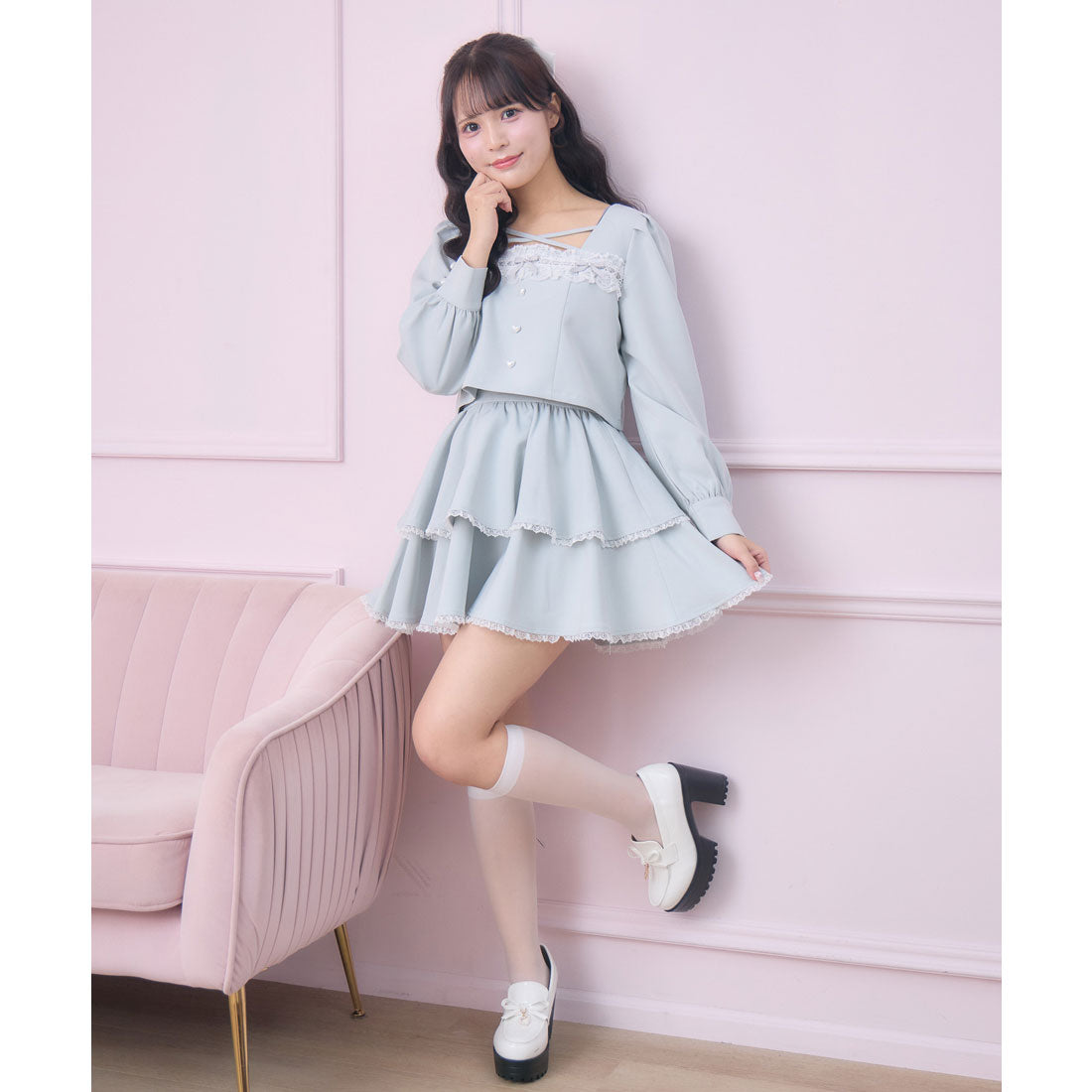 ロジータ ROJITA はしごレースティアードセットアップ （ミント） ミント