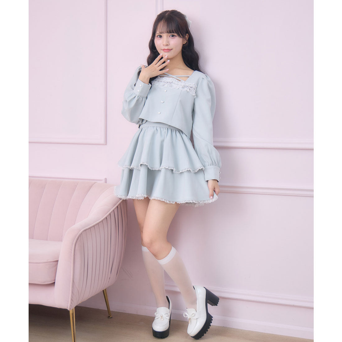 ロジータ ROJITA はしごレースティアードセットアップ （ミント） ミント