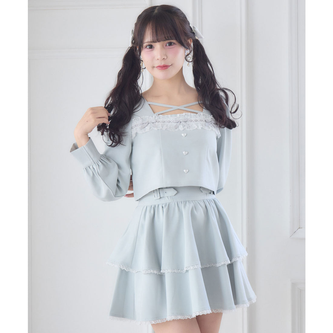 ロジータ ROJITA はしごレースティアードセットアップ （ミント） ミント