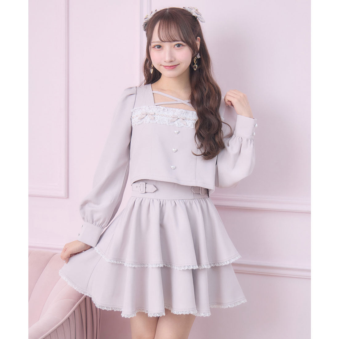 ロジータ ROJITA はしごレースティアードセットアップ （ピンク） ピンク