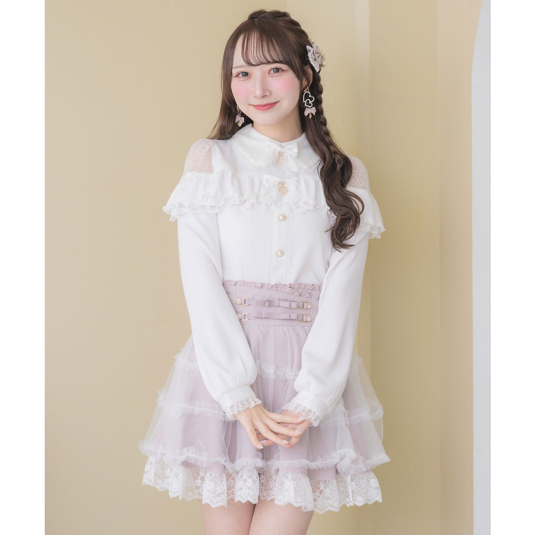 ロジータ ROJITA ダブルリボンレース切替カットトップス （ホワイト） ホワイト