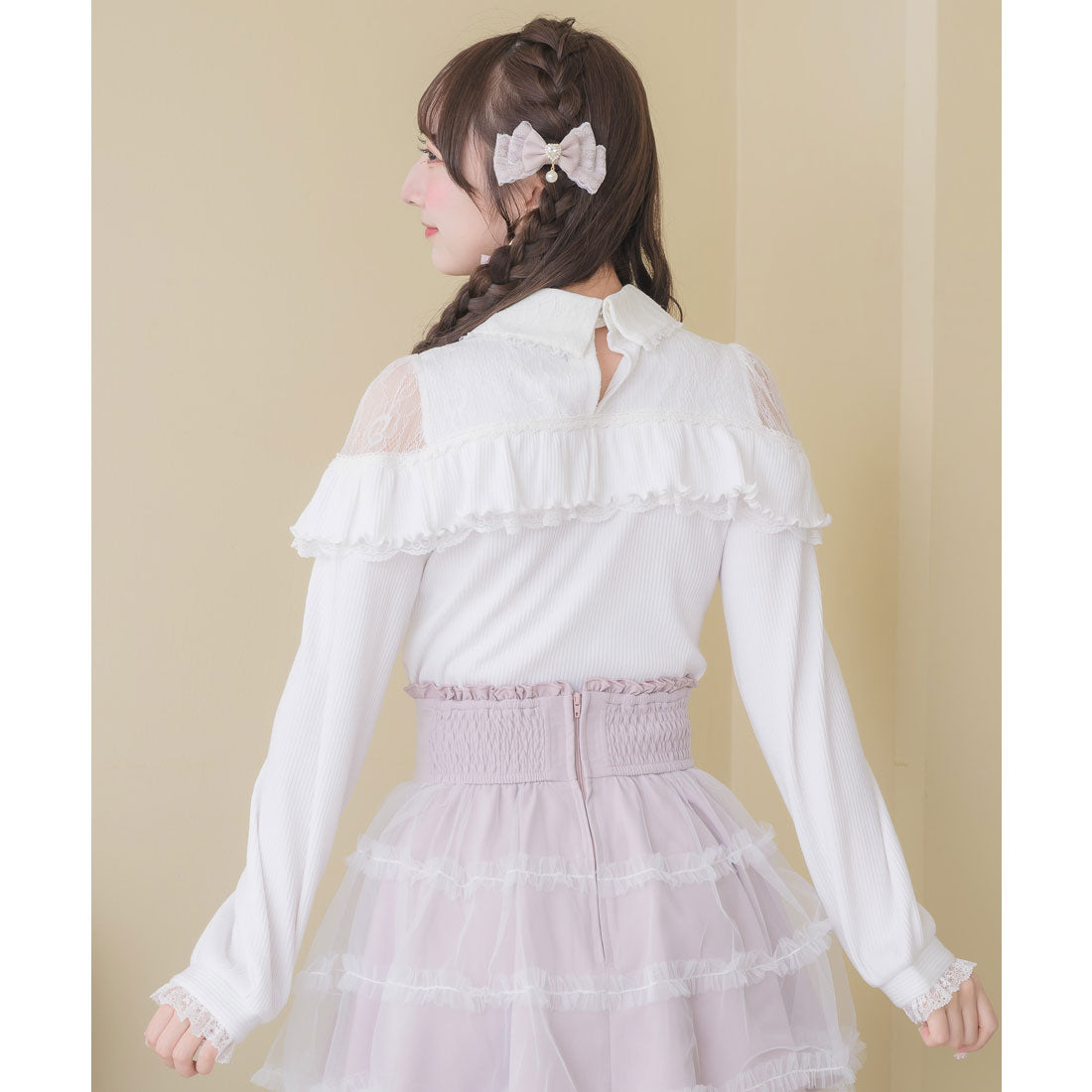 ロジータ ROJITA ダブルリボンレース切替カットトップス （ホワイト） ホワイト