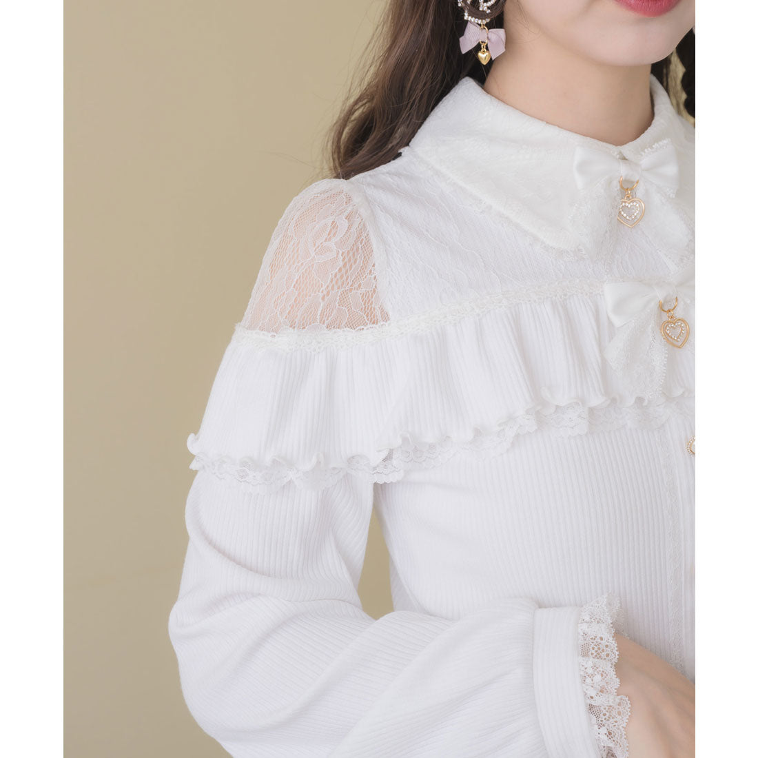 ロジータ ROJITA ダブルリボンレース切替カットトップス （ホワイト） ホワイト