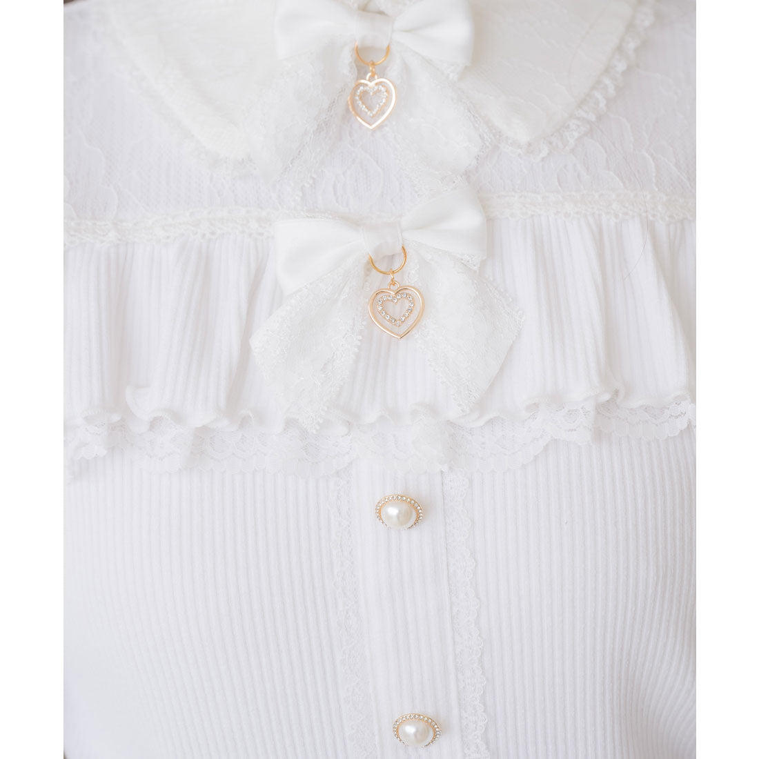 ロジータ ROJITA ダブルリボンレース切替カットトップス （ホワイト） ホワイト