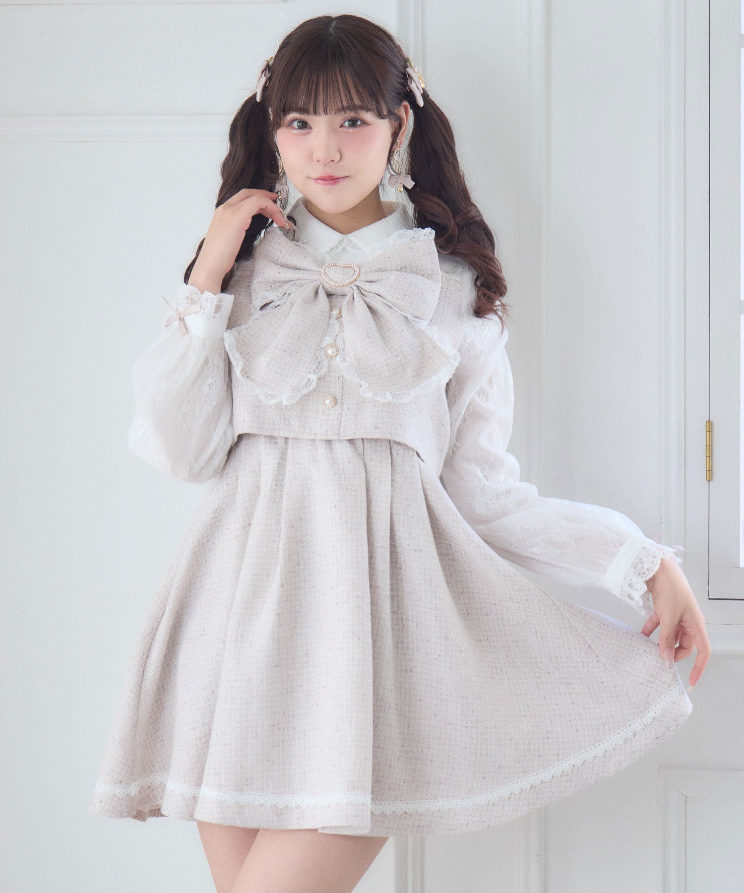 ロジータ ROJITA リボンデザインツイードワンピース （ピンク） ピンク