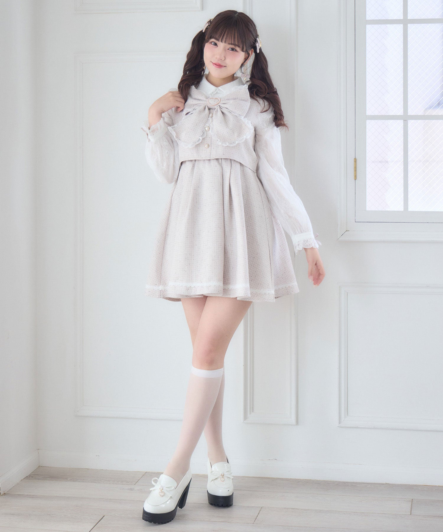 ロジータ ROJITA リボンデザインツイードワンピース （ピンク） ピンク