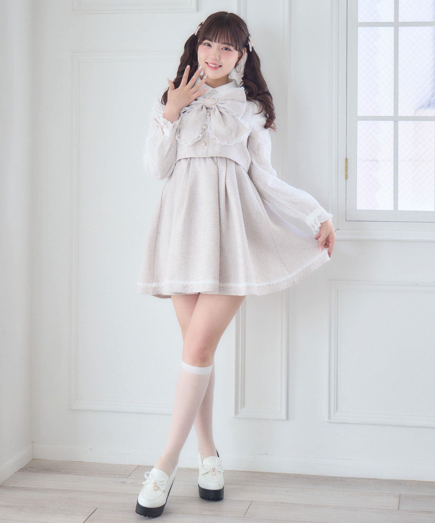 ロジータ ROJITA リボンデザインツイードワンピース （ピンク） ピンク