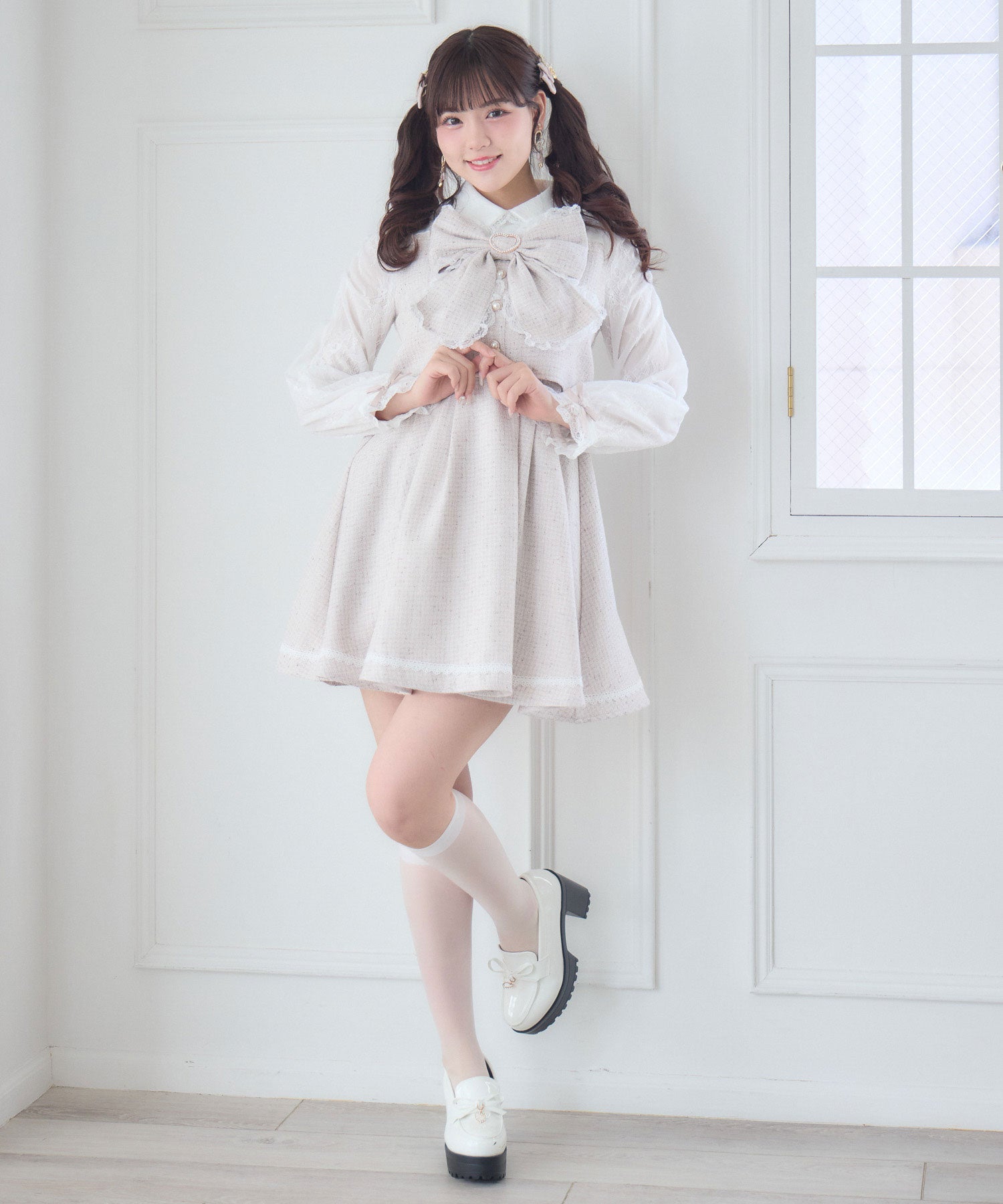 ロジータ ROJITA リボンデザインツイードワンピース （ピンク） ピンク