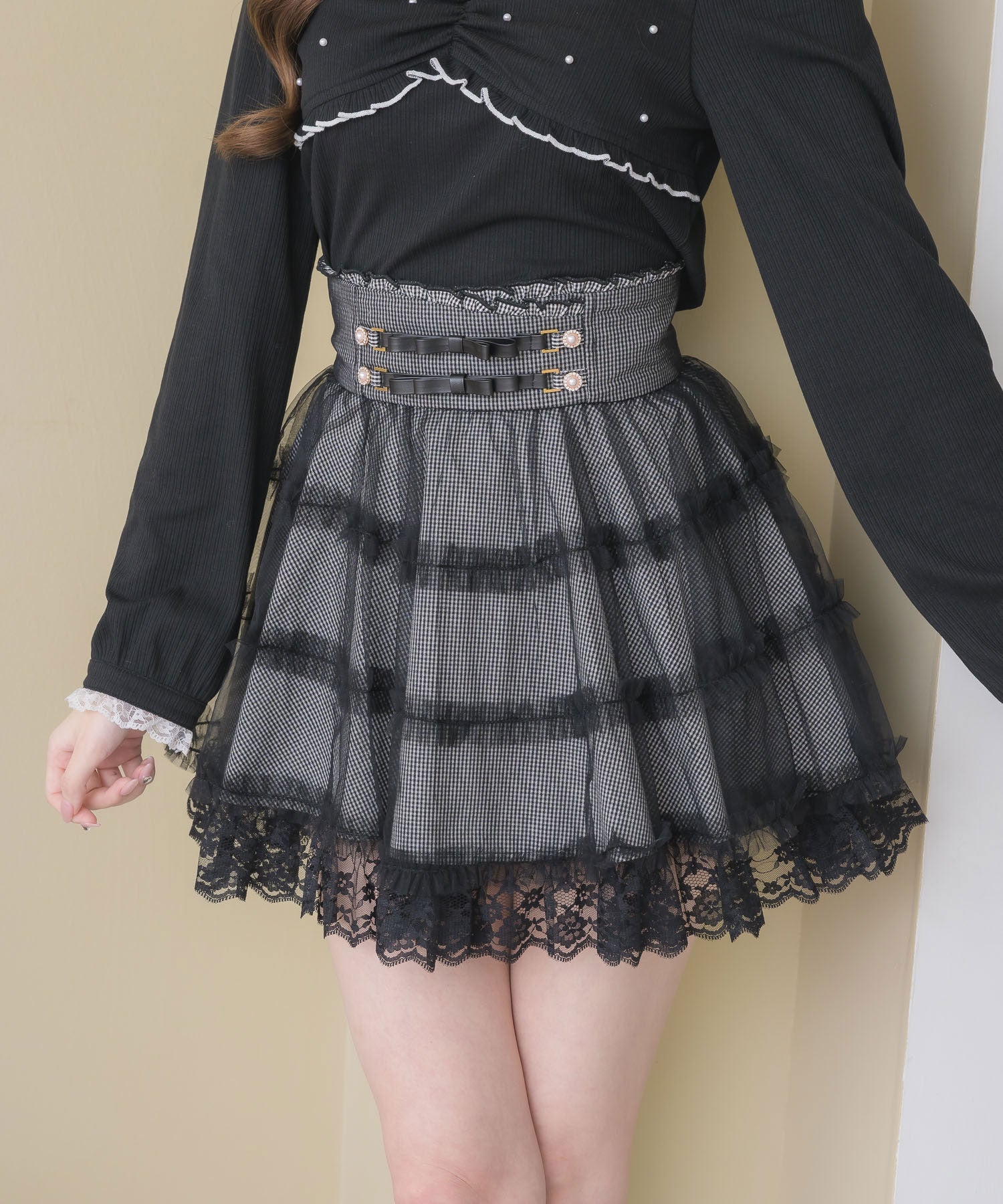 ロジータ ROJITA ベルトリボンチュールスカート （チェック） チェック