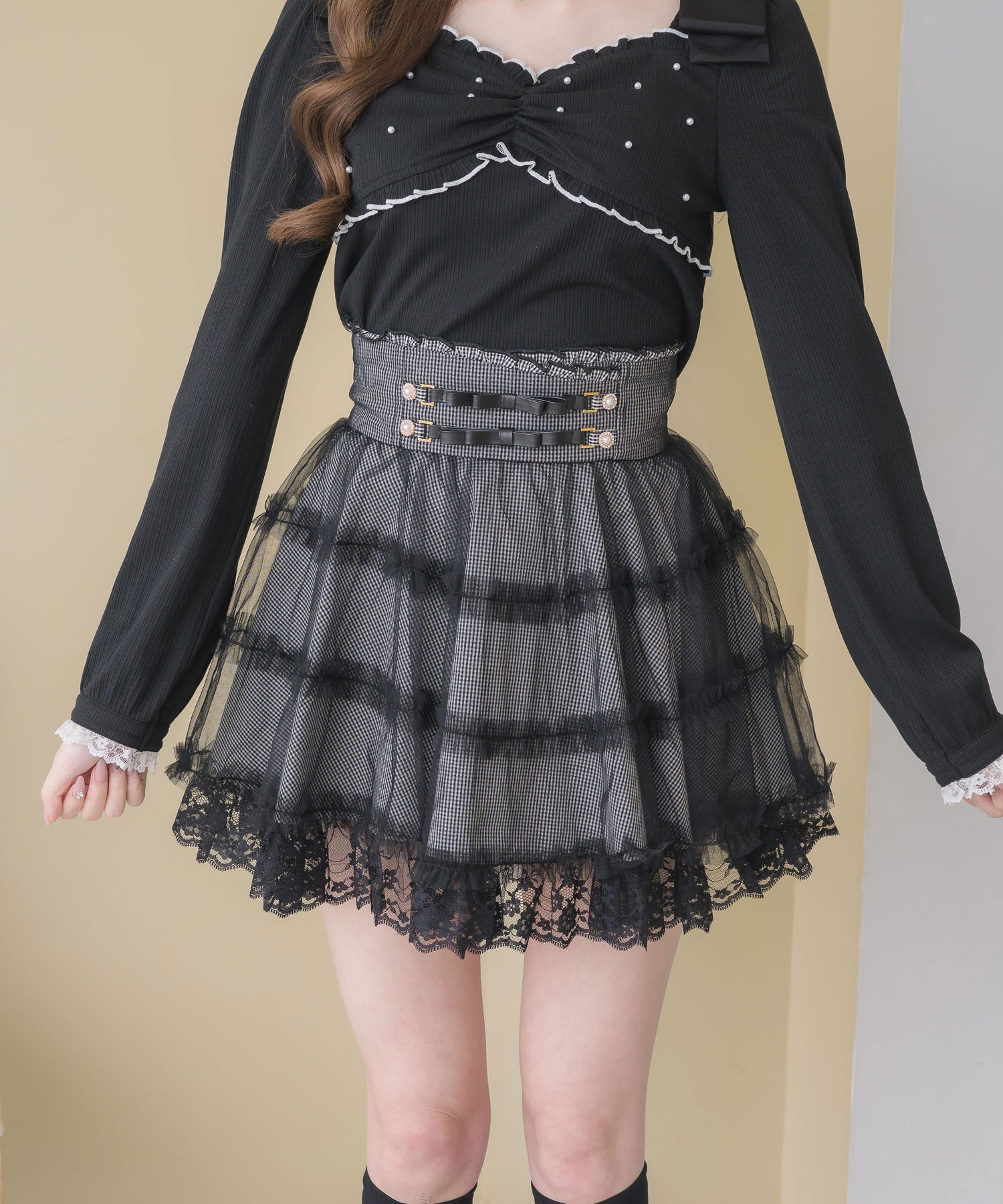 ロジータ ROJITA ベルトリボンチュールスカート （チェック） チェック