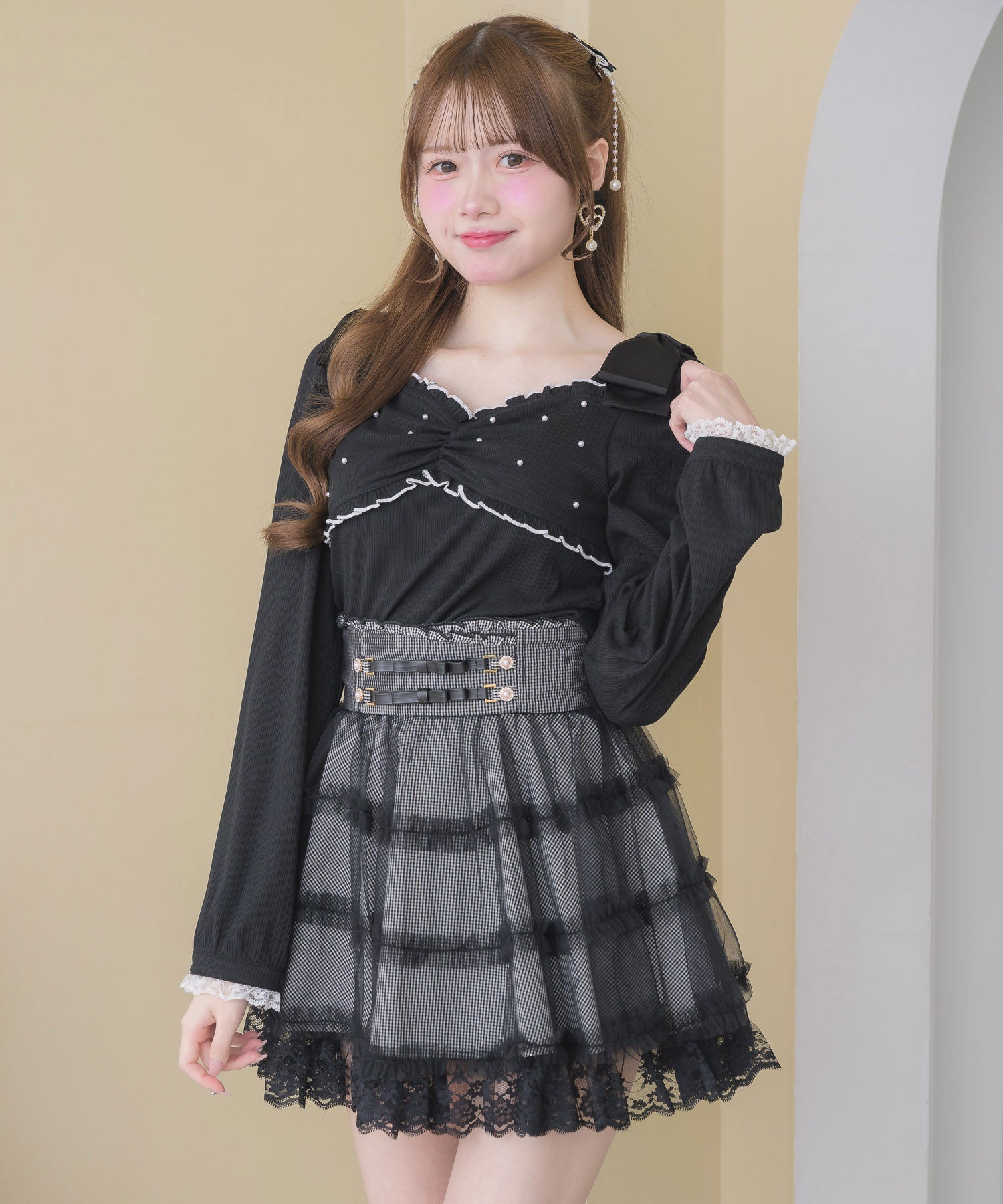 ロジータ ROJITA ベルトリボンチュールスカート （チェック） チェック