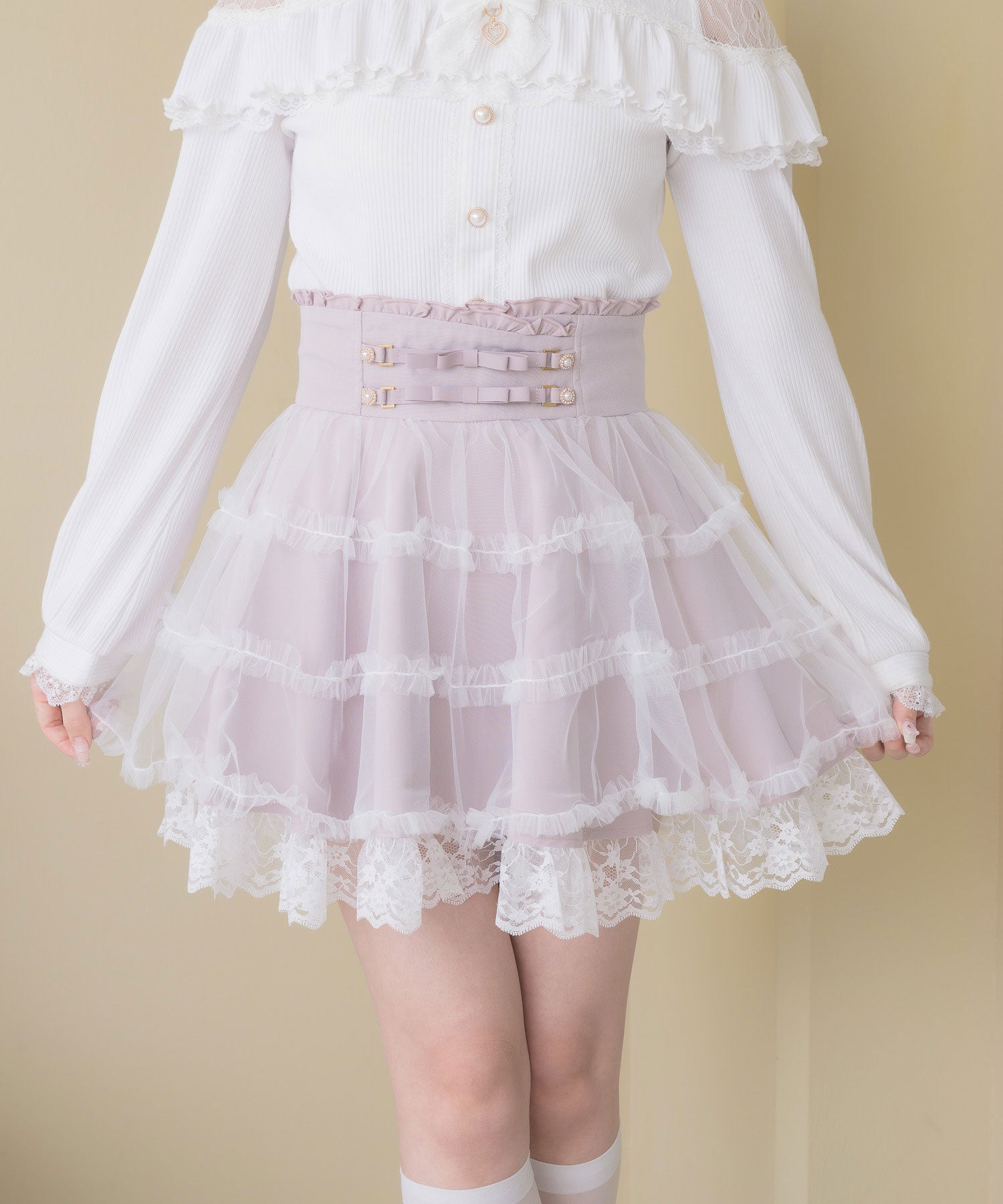 ロジータ ROJITA ベルトリボンチュールスカート （ピンク） ピンク