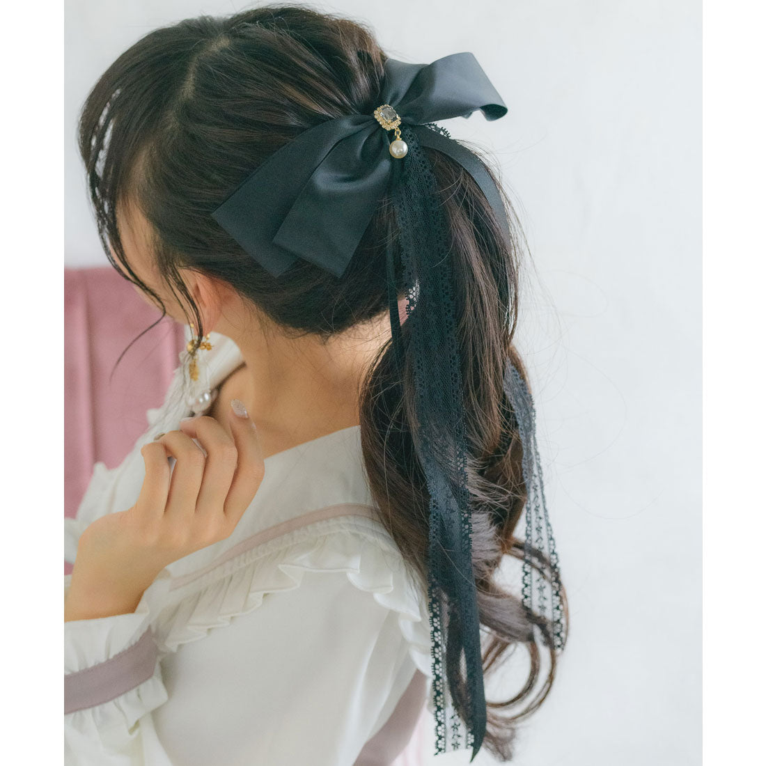 ロジータ ROJITA BIGリボンロングレイヤードバレッタ （アイボリー） アイボリー