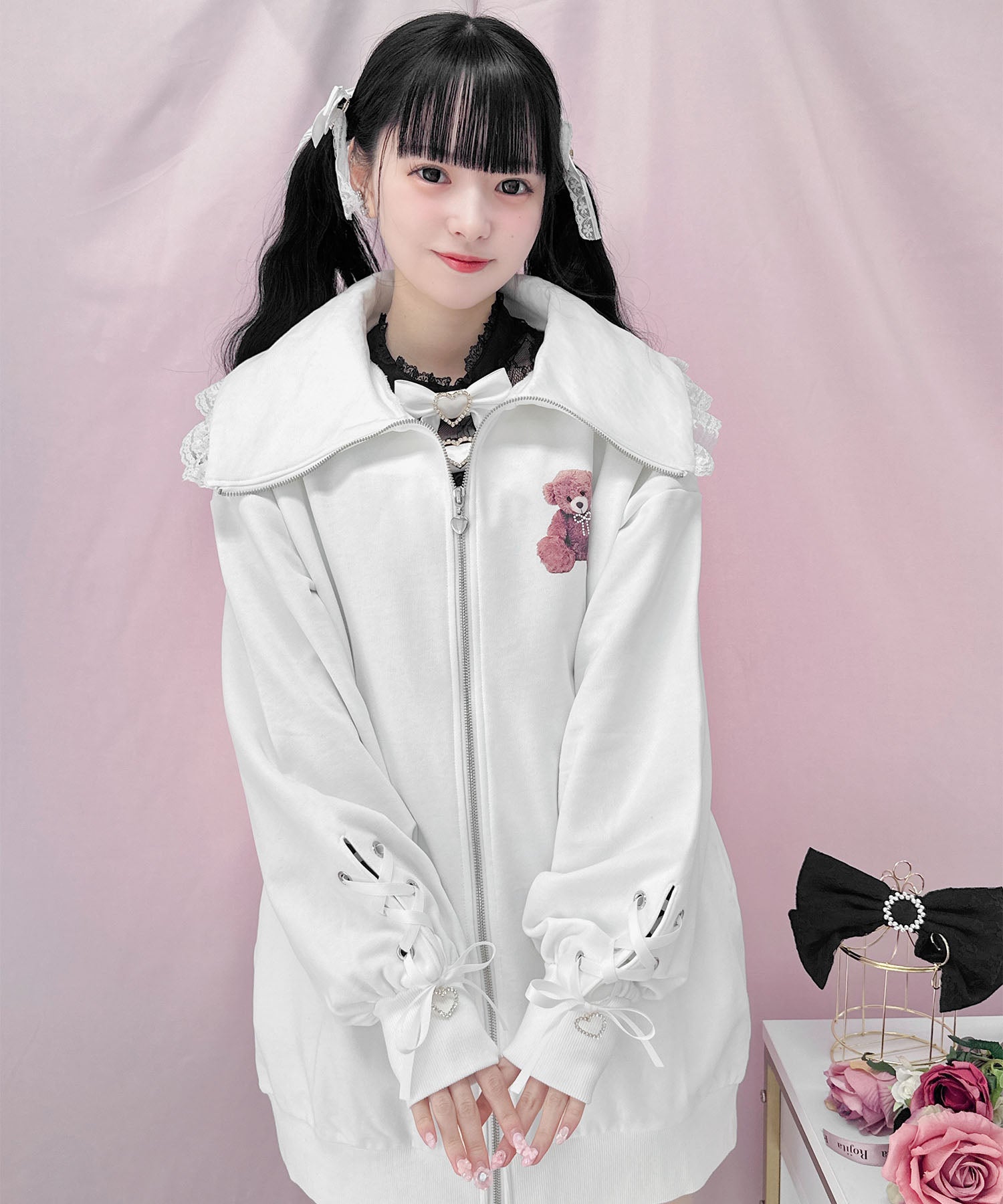 ロジータ ROJITA くまプリントスウェットZIPワンピース
