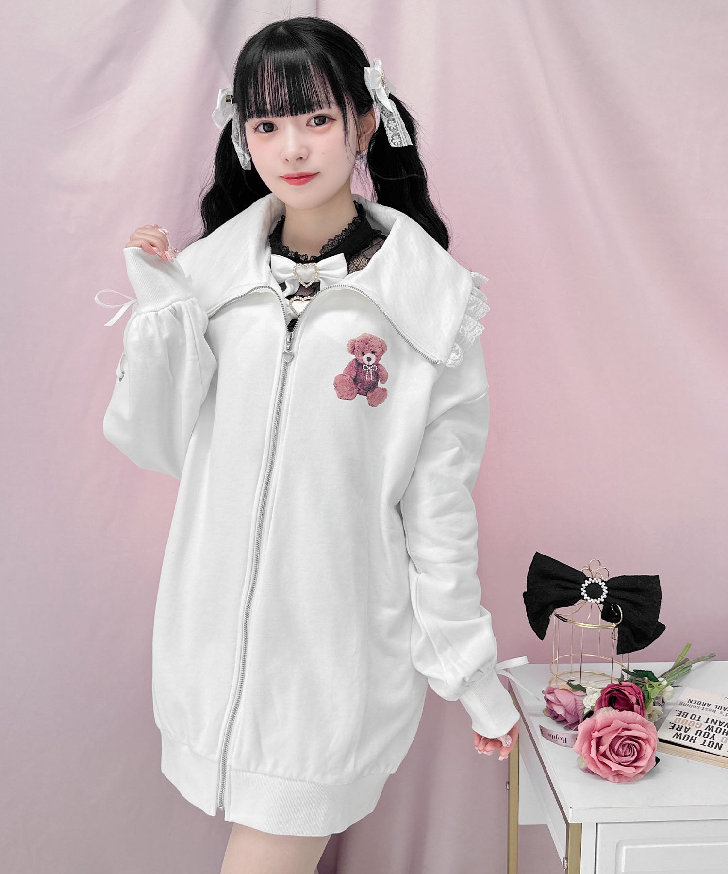 ロジータ ROJITA くまプリントスウェットZIPワンピース