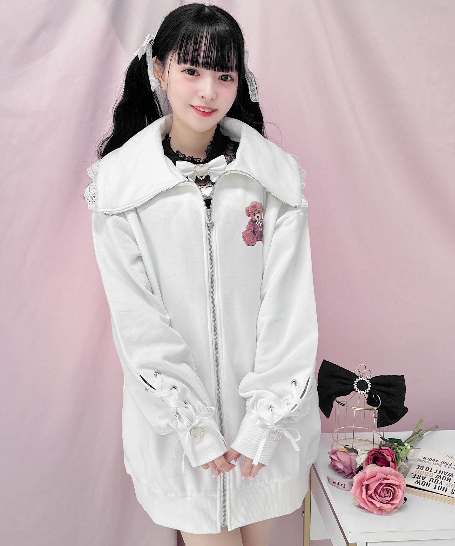 ロジータ ROJITA くまプリントスウェットZIPワンピース