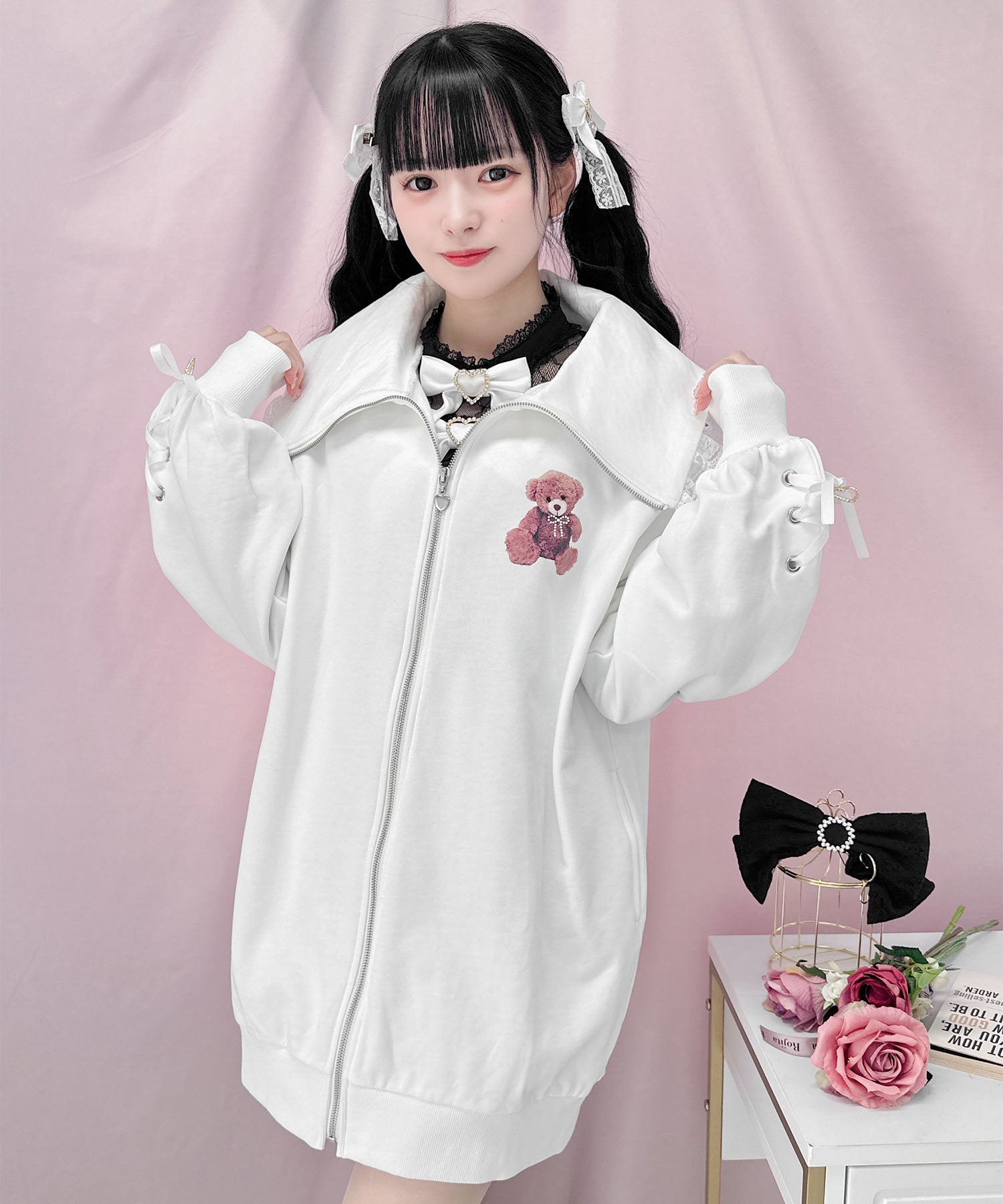 ロジータ ROJITA くまプリントスウェットZIPワンピース