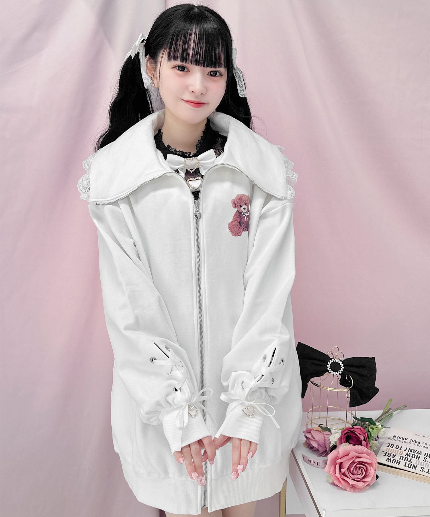 ロジータ ROJITA くまプリントスウェットZIPワンピース