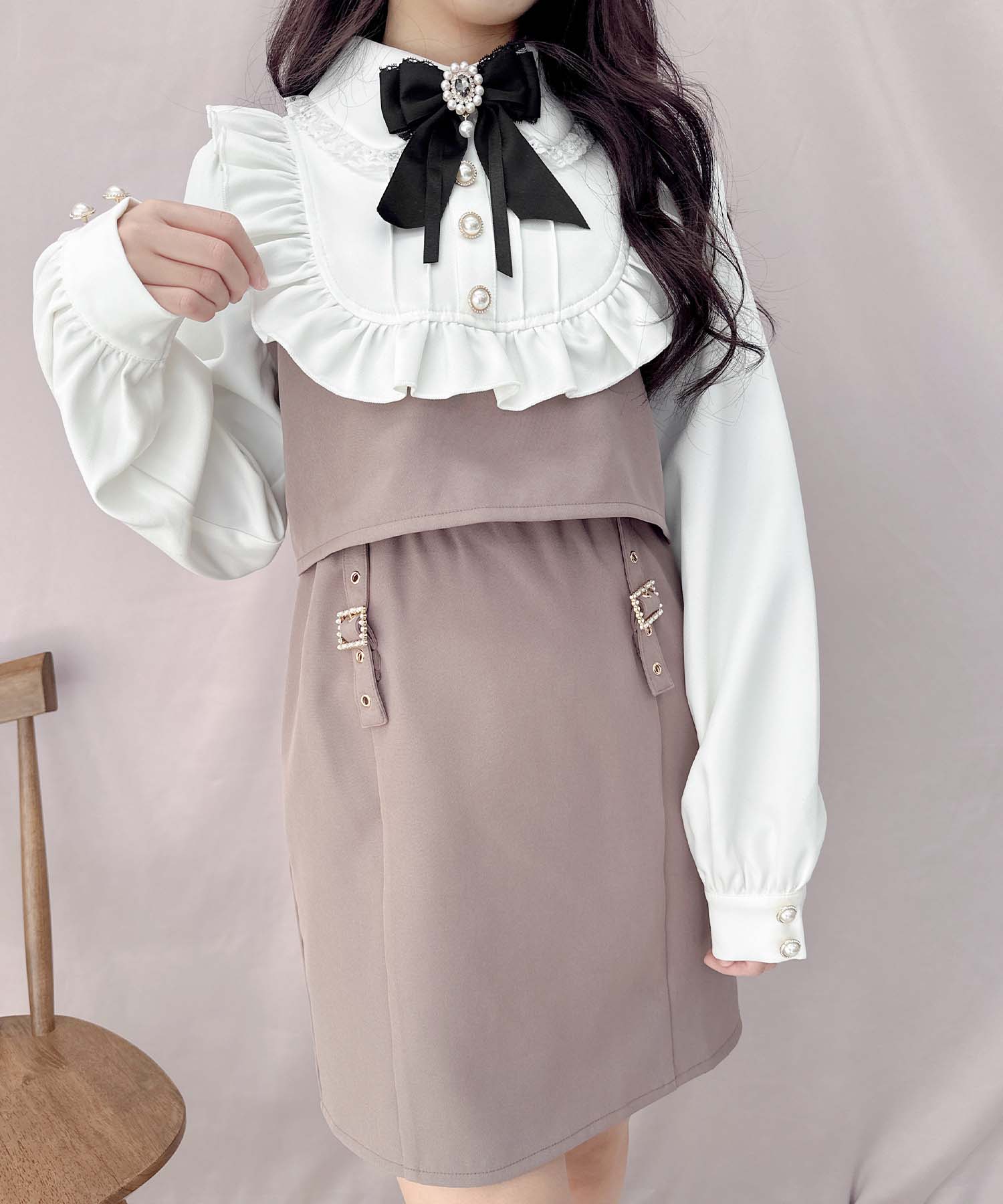 ロジータ ROJITA ボリュームヨークフリルタイトワンピース,ピンク