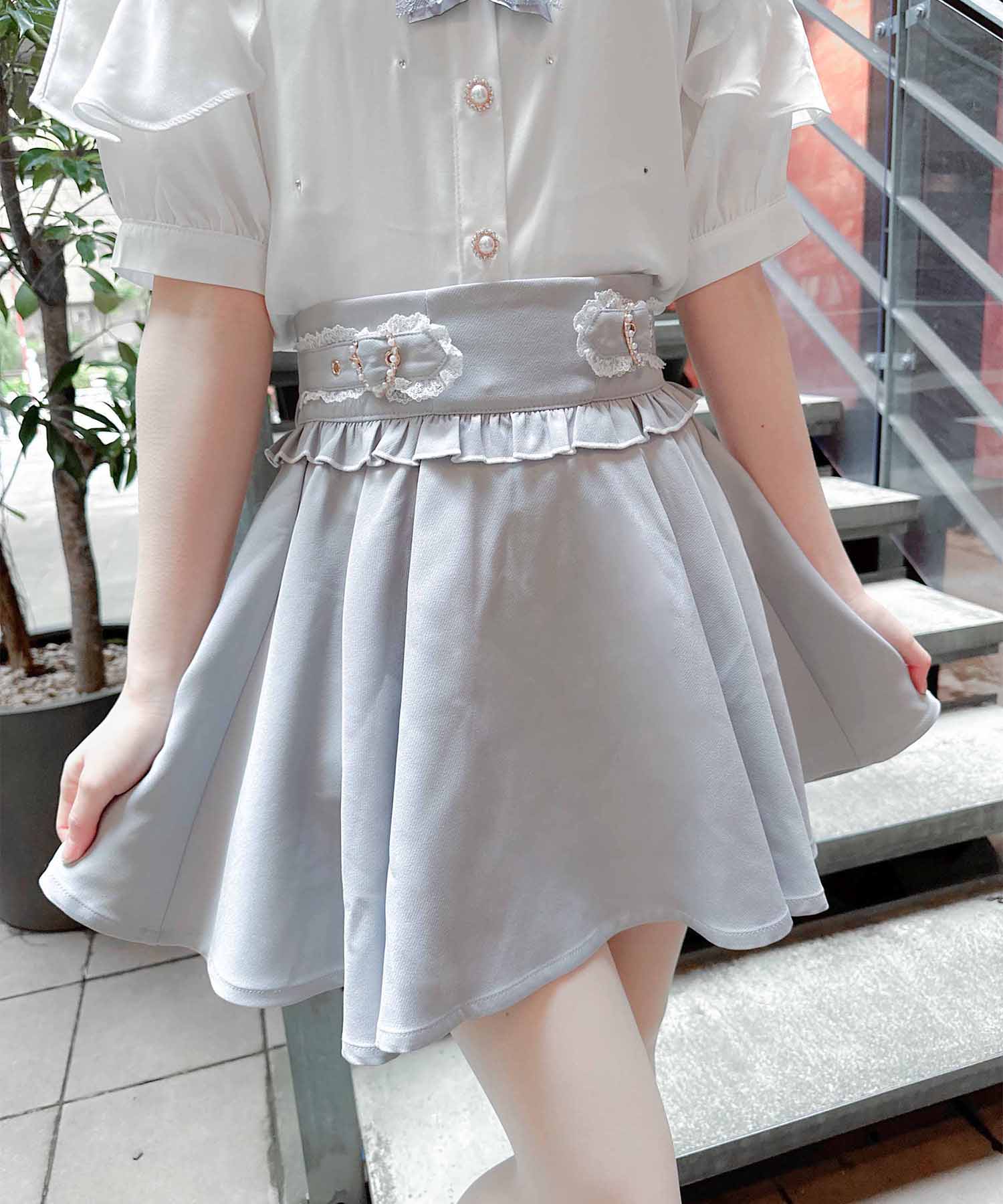 ロジータ ROJITA サイドハートバックルスカパン,グレー