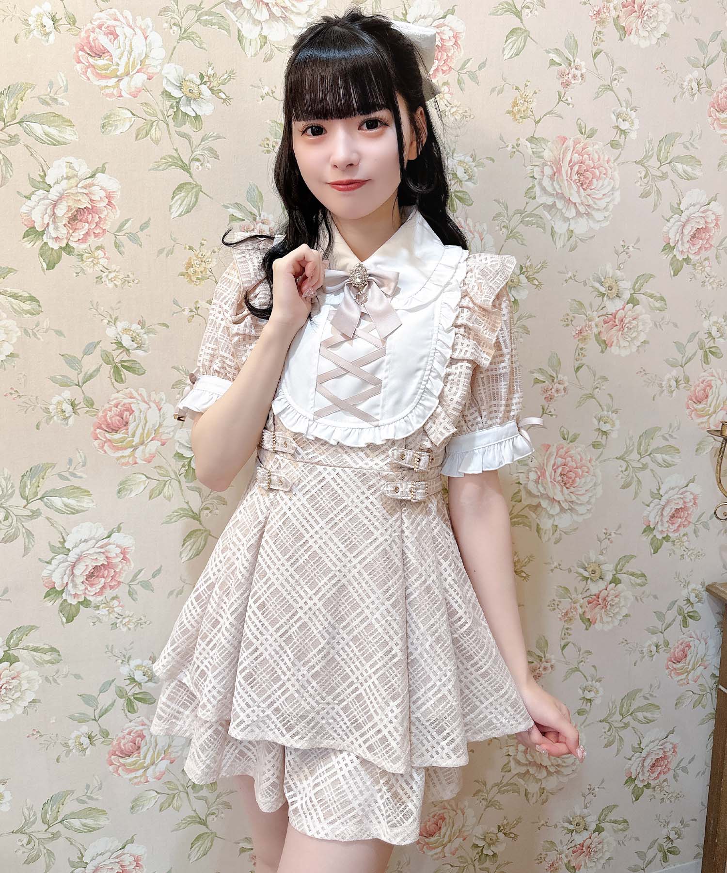 ロジータ ROJITA 総レースヨークレースアップセットアップ,ピンク