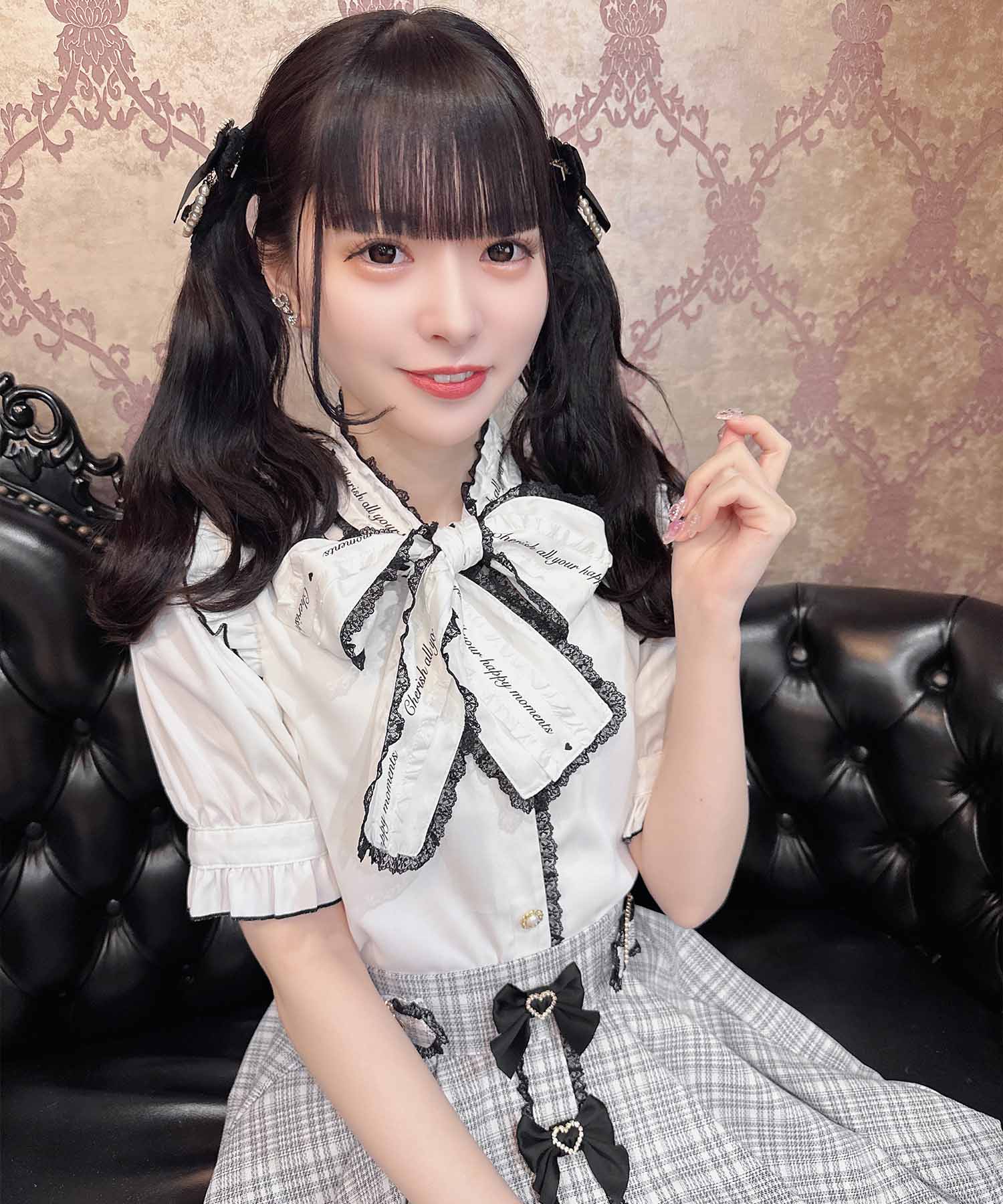 ロジータ ROJITA ロゴテープボウタイブラウス,ホワイト