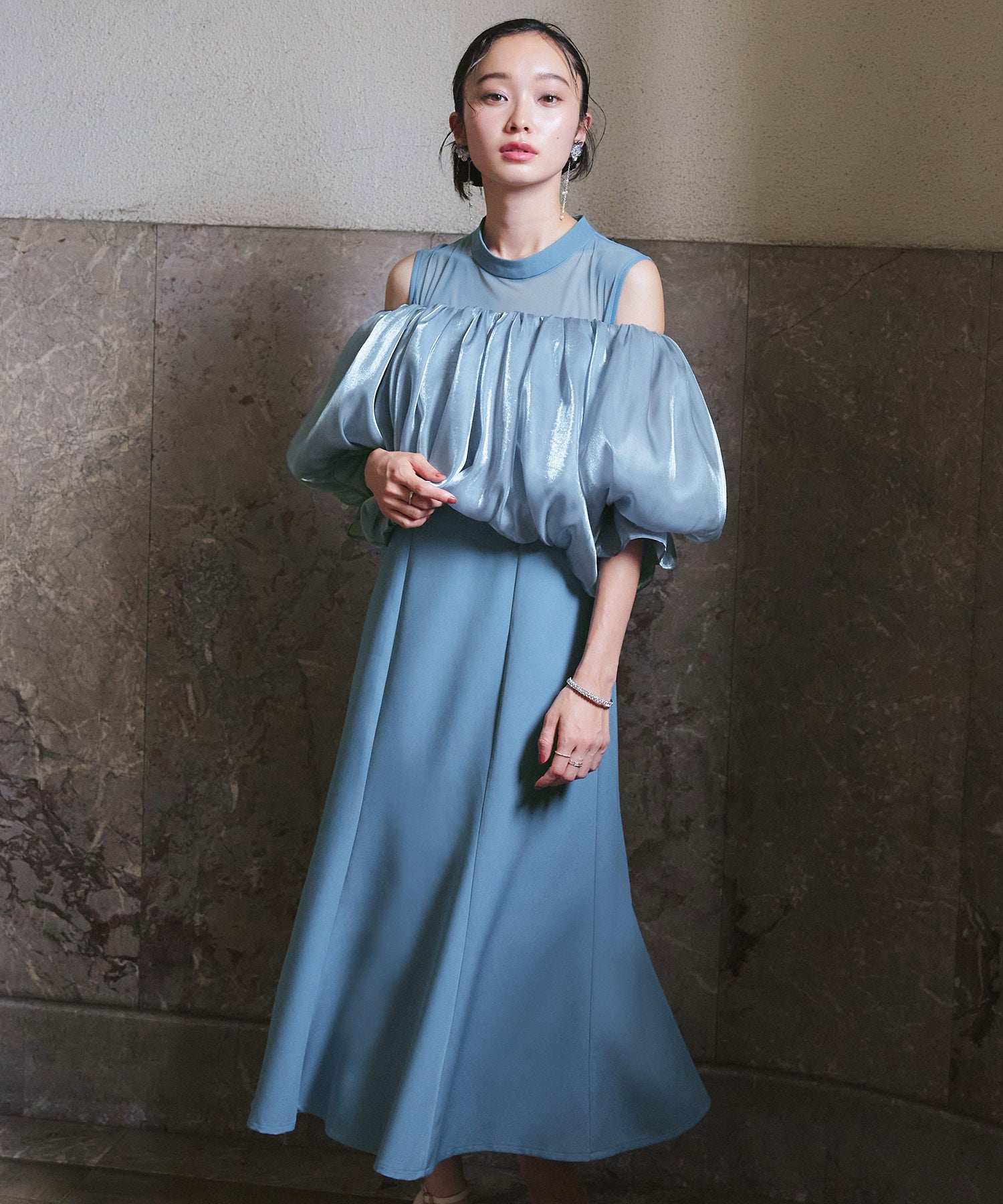 ルイルエブティック RUIRUE BOUTIQUE 【2way】シャイニーオーガントップス＆デコルテシアーマーメイドドレスセット