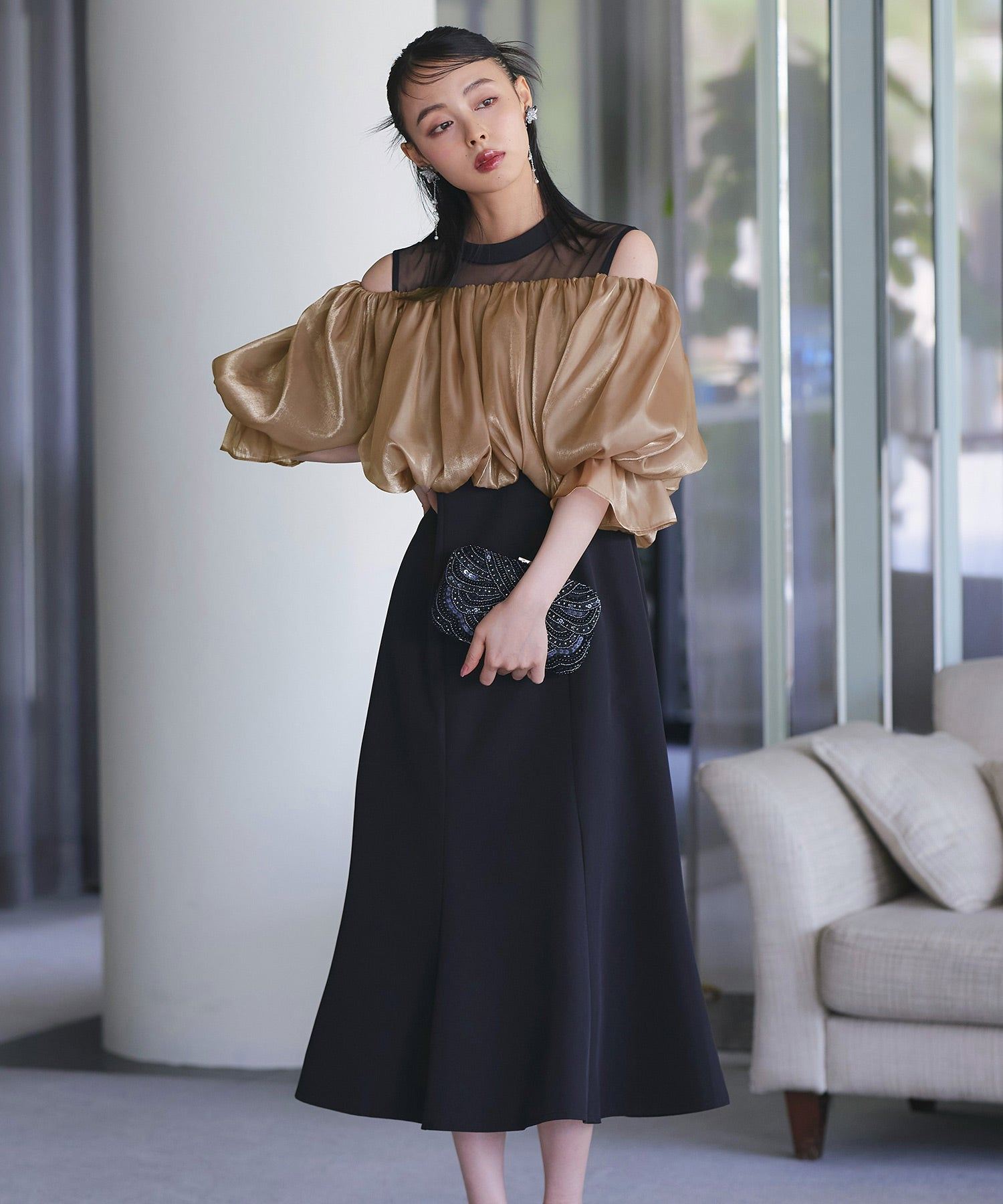 ルイルエブティック RUIRUE BOUTIQUE 【2way】シャイニーオーガントップス＆デコルテシアーマーメイドドレスセット