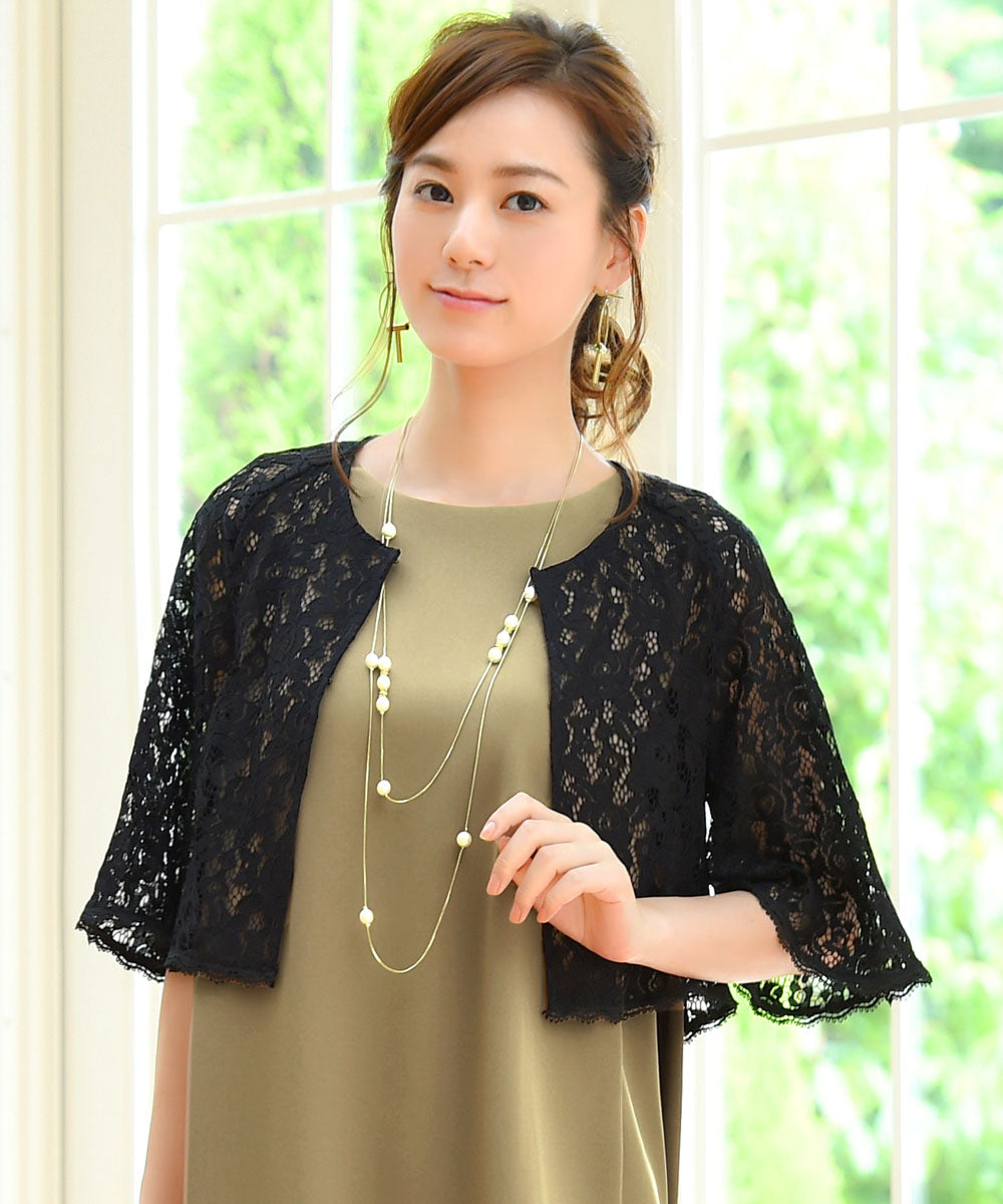 ルイルエブティック RUIRUE BOUTIQUE フラワーレースケープボレロ「BR419」 （ブラック） ブラック