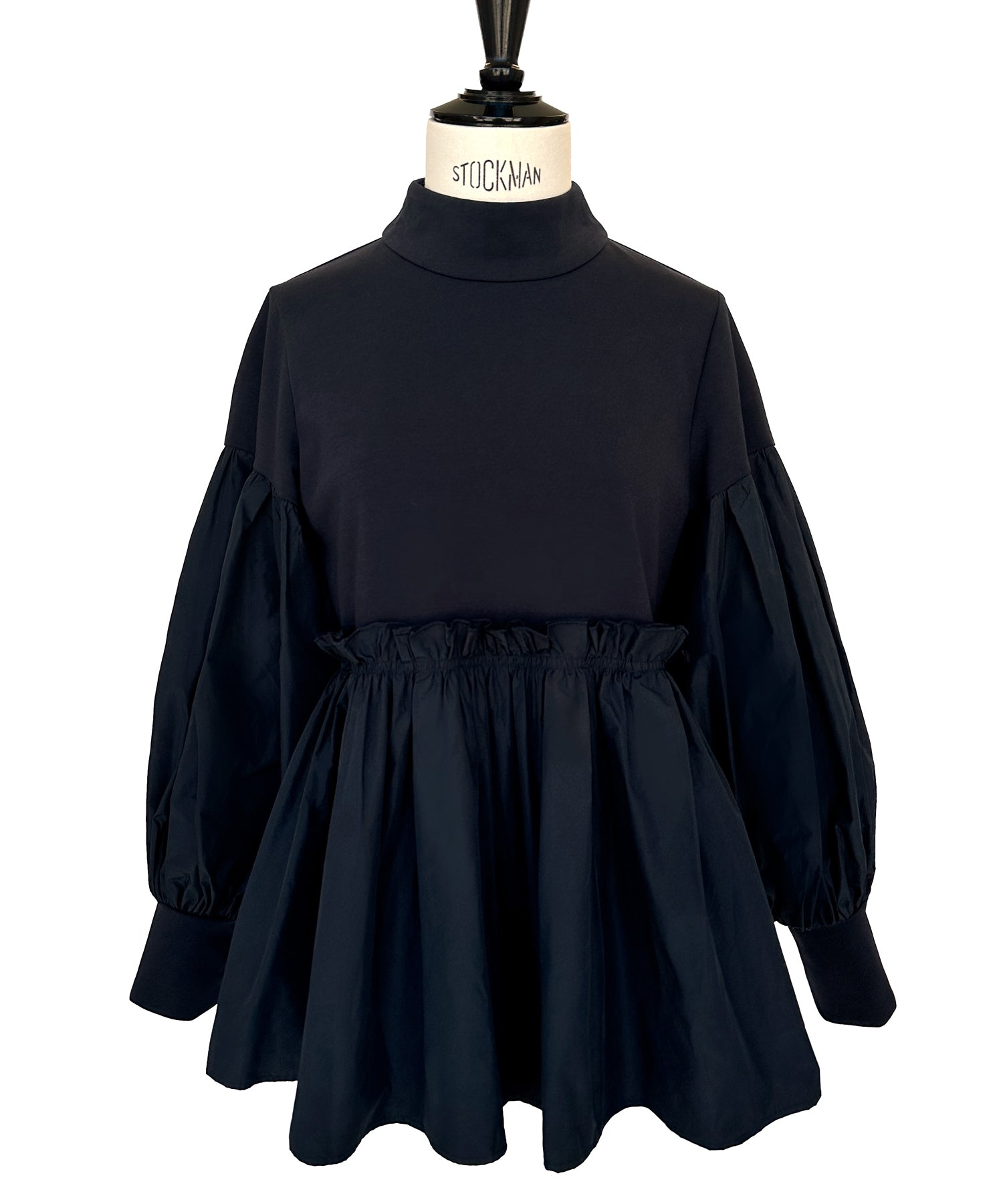 ルイルエブティック RUIRUE BOUTIQUE 異素材フリルペプラムボリュームスリーブトップス