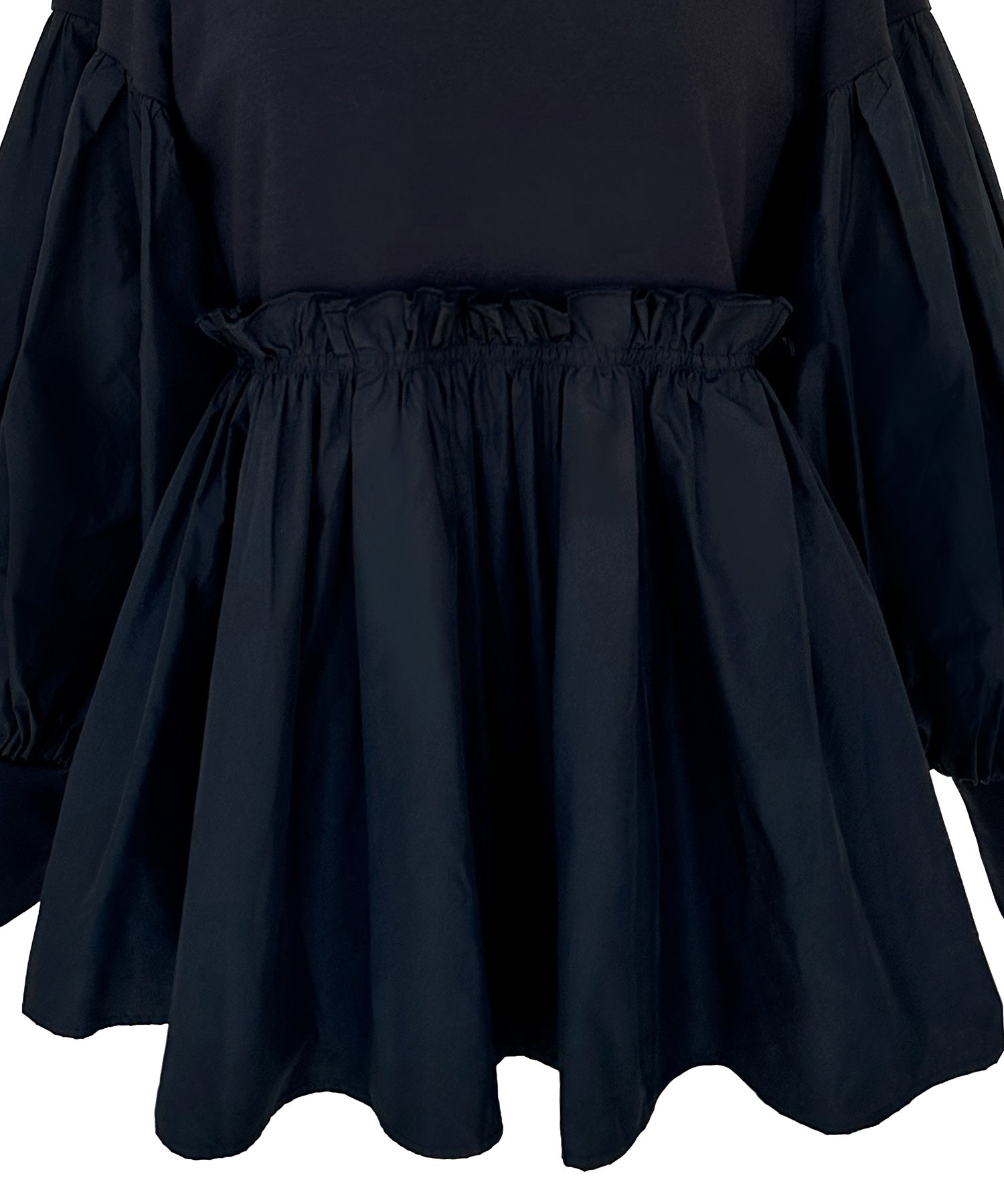 ルイルエブティック RUIRUE BOUTIQUE 異素材フリルペプラムボリュームスリーブトップス