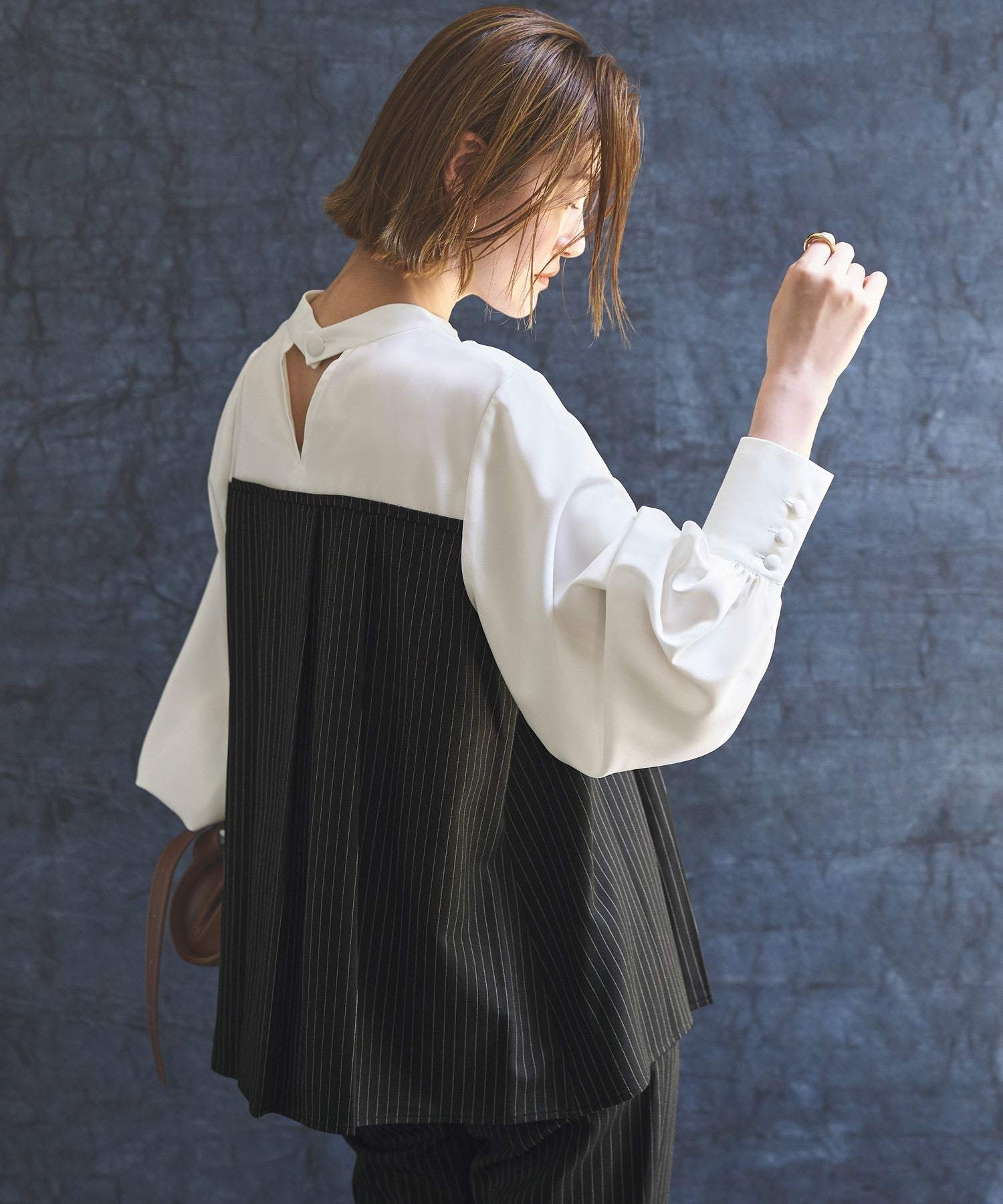 ルイルエブティック RUIRUE BOUTIQUE ドッキングストライプトップス＆テーパードパンツ