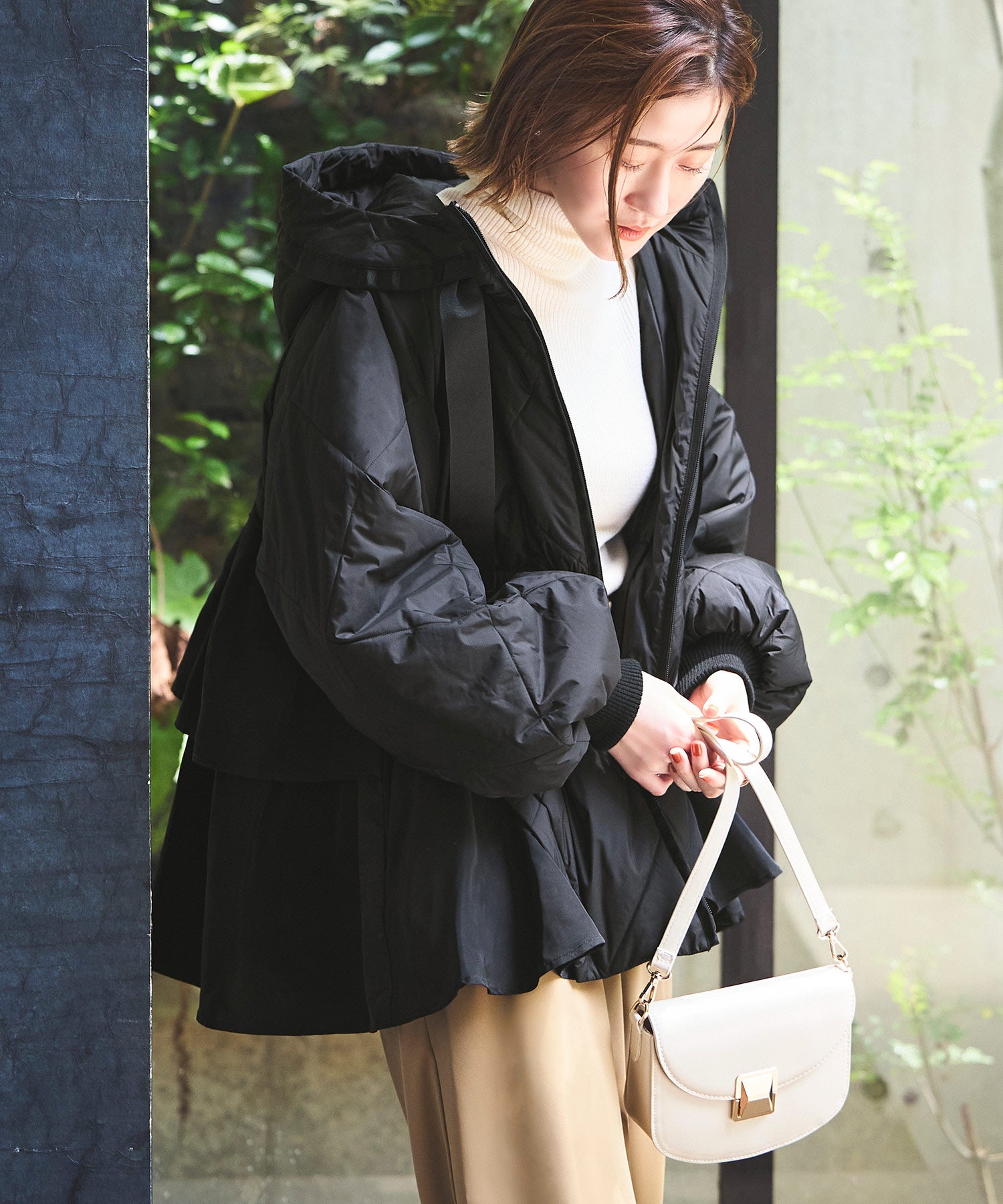 ルイルエブティック RUIRUE BOUTIQUE ダブルバックペプラム中綿キルティング （ブラック） ブラック