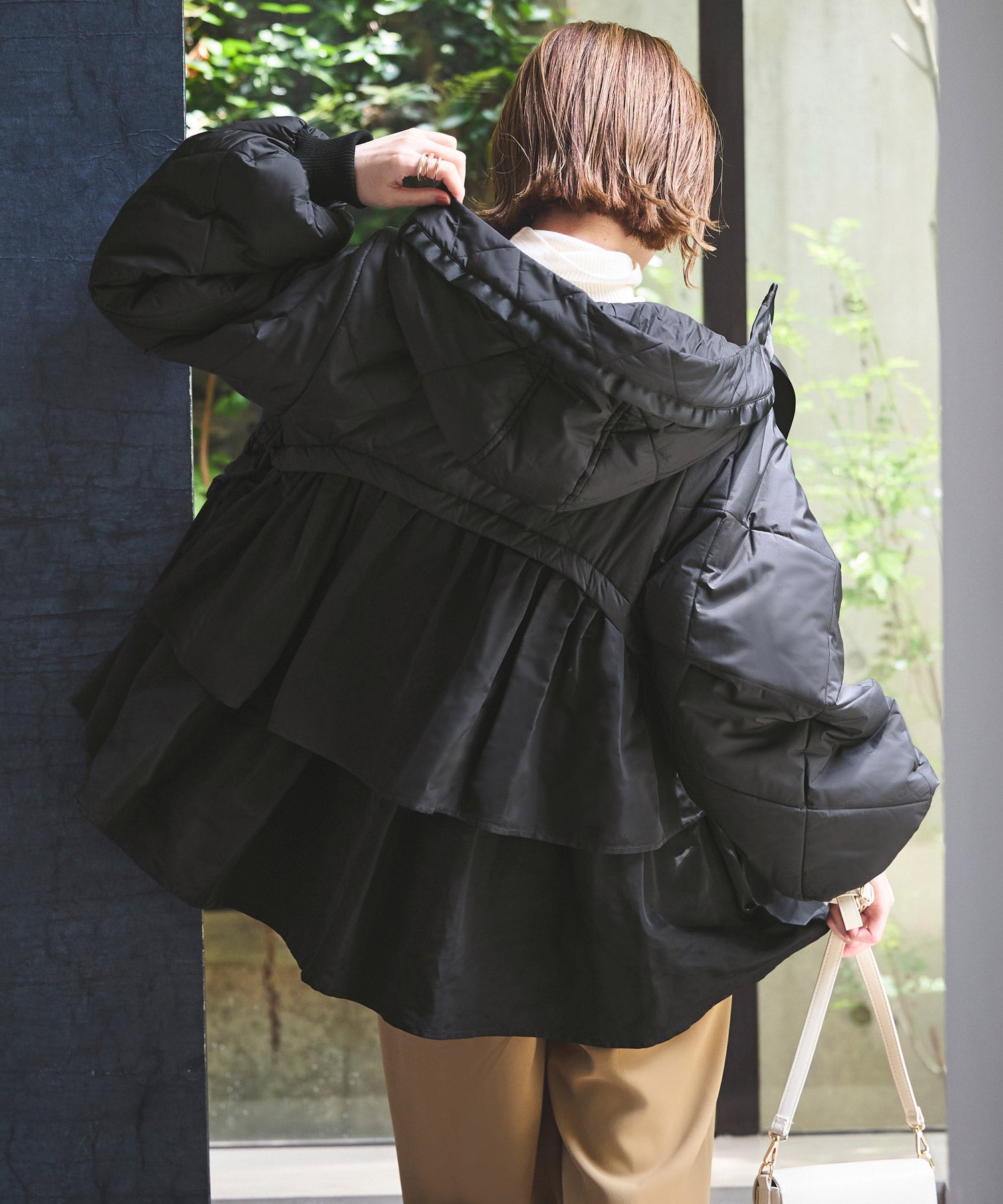 ルイルエブティック RUIRUE BOUTIQUE ダブルバックペプラム中綿キルティング （ブラック） ブラック