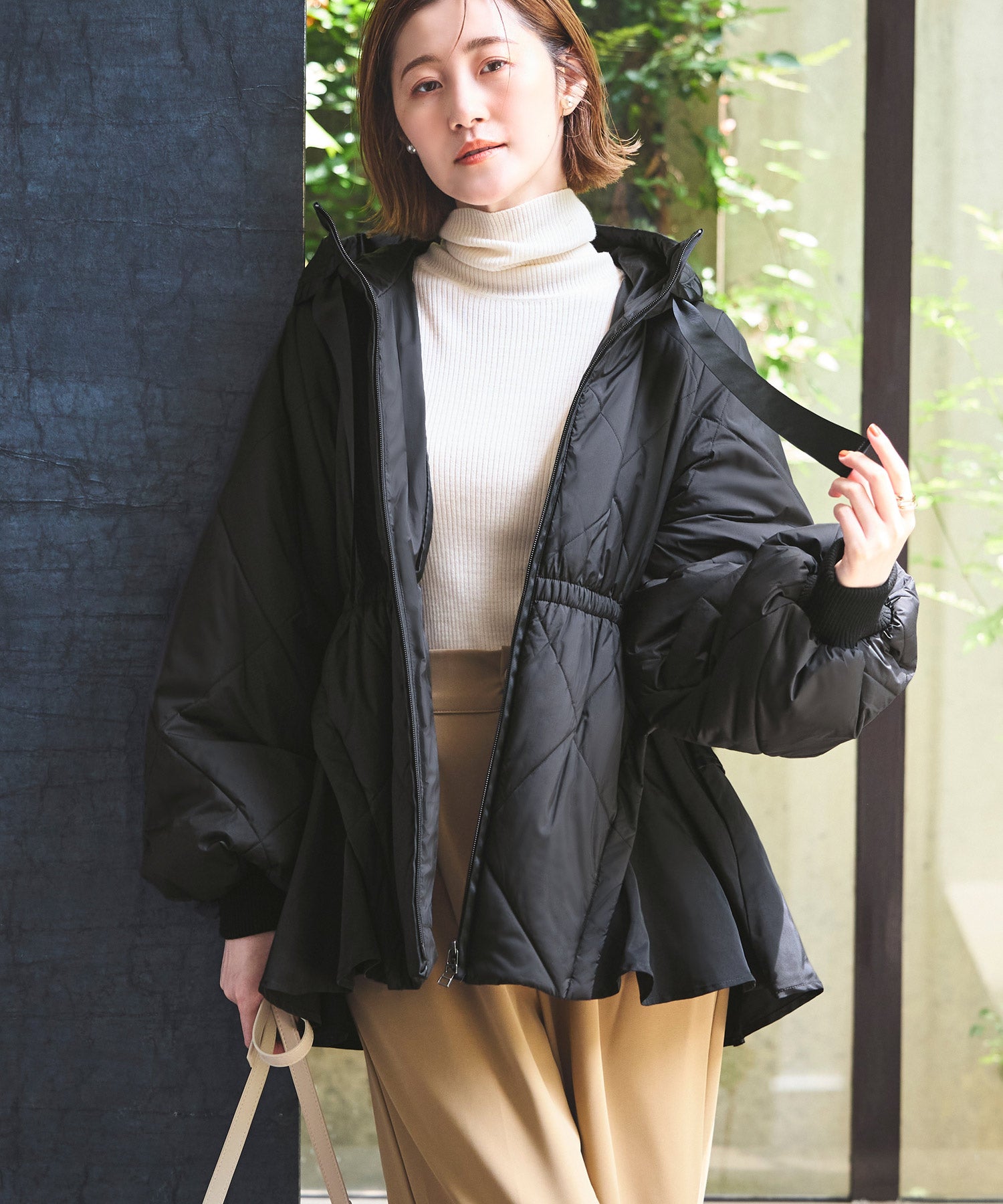 ルイルエブティック RUIRUE BOUTIQUE ダブルバックペプラム中綿キルティング （ブラック） ブラック