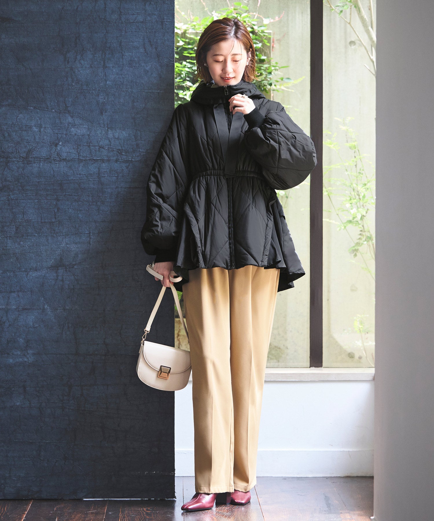 ルイルエブティック RUIRUE BOUTIQUE ダブルバックペプラム中綿キルティング （ブラック） ブラック