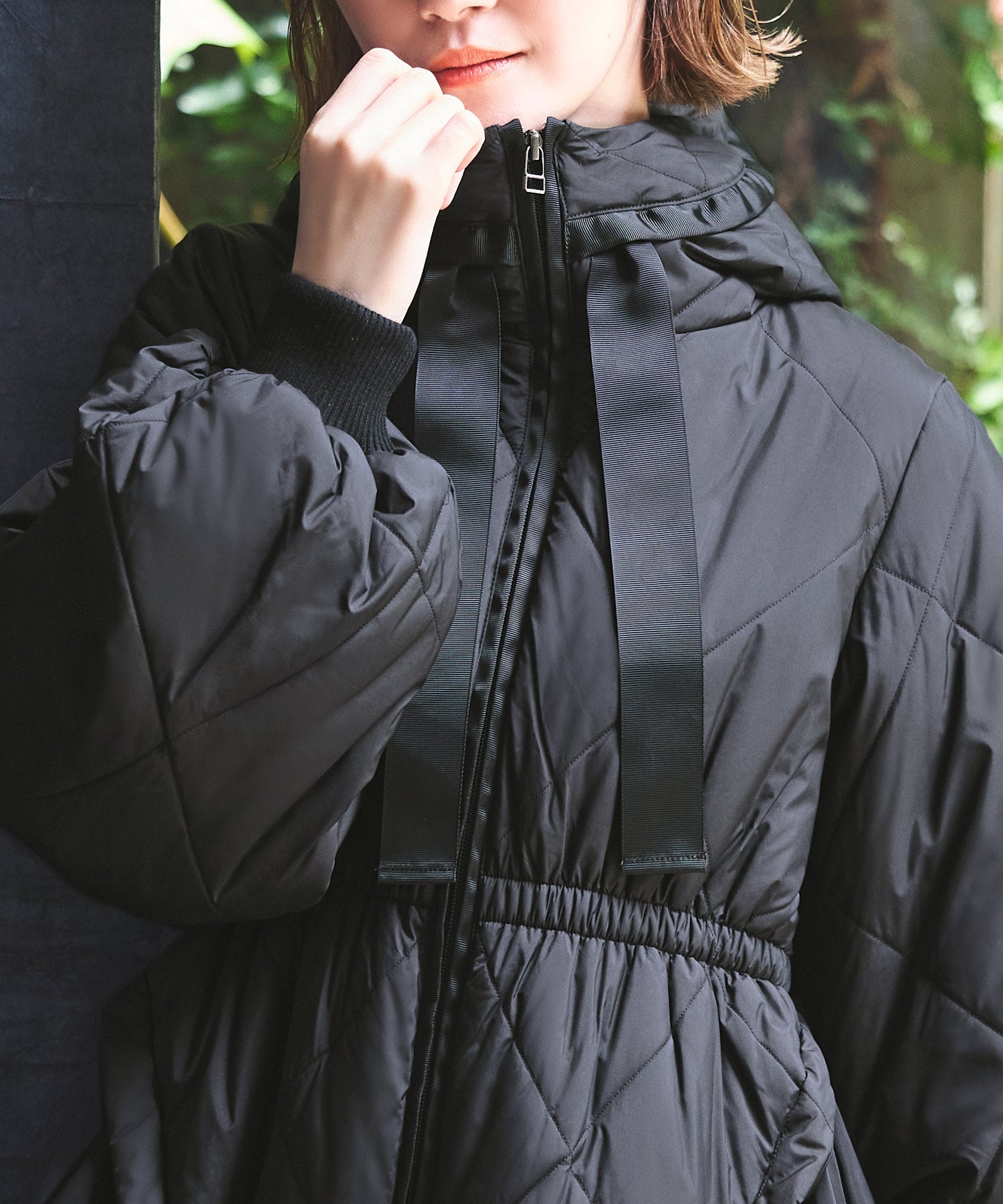 ルイルエブティック RUIRUE BOUTIQUE ダブルバックペプラム中綿キルティング （ブラック） ブラック