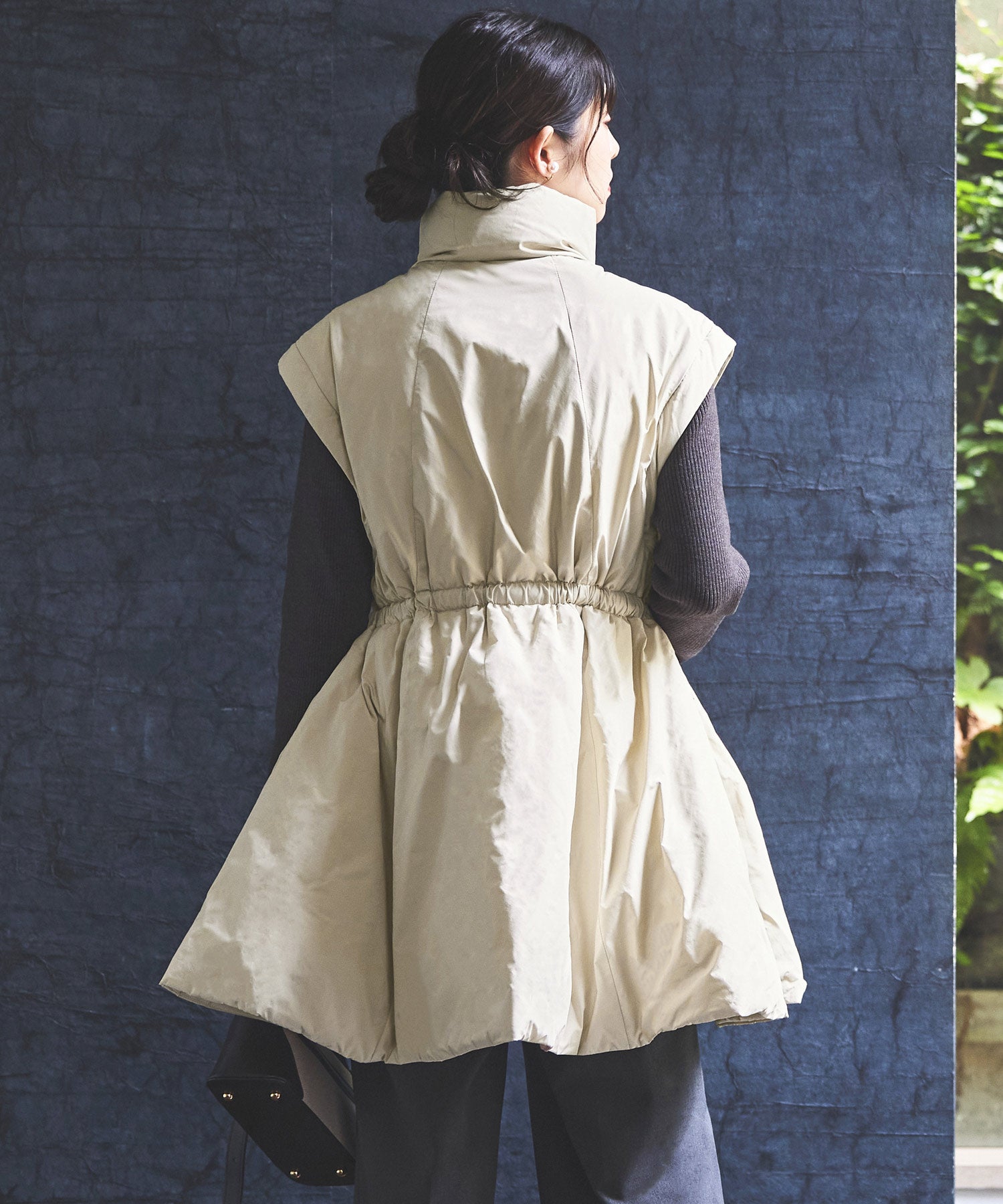 ルイルエブティック RUIRUE BOUTIQUE メモリータフタ 2wayステッチレス中綿コート/ベスト （エクリュ） エクリュ