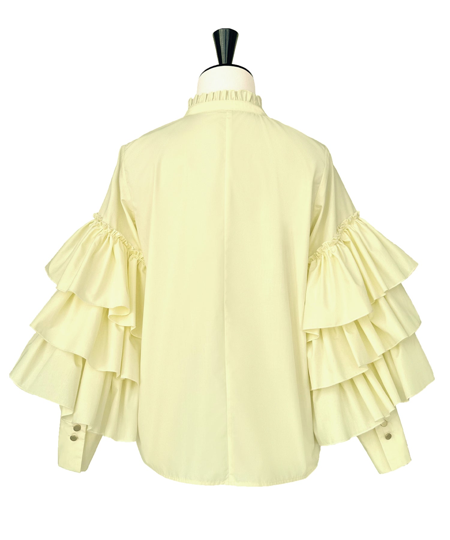 ルイルエブティック RUIRUE BOUTIQUE 洗える ｜ トリプル フリルスリーブ ブラウス ｜ レディース 体型カバー 長袖 オフィスカジュアル きれいめ 上品 無地 華やか トップス シャツ （ブラック） ブラック