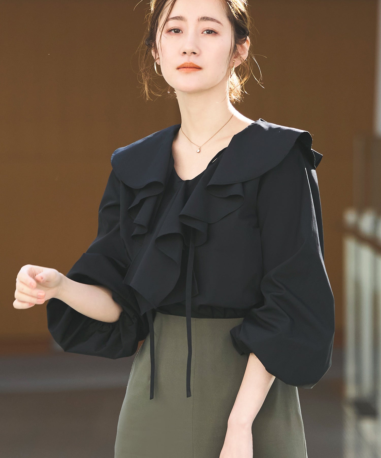 RUIRUE BOUTIQUE Ruffle Frill Color Blouse