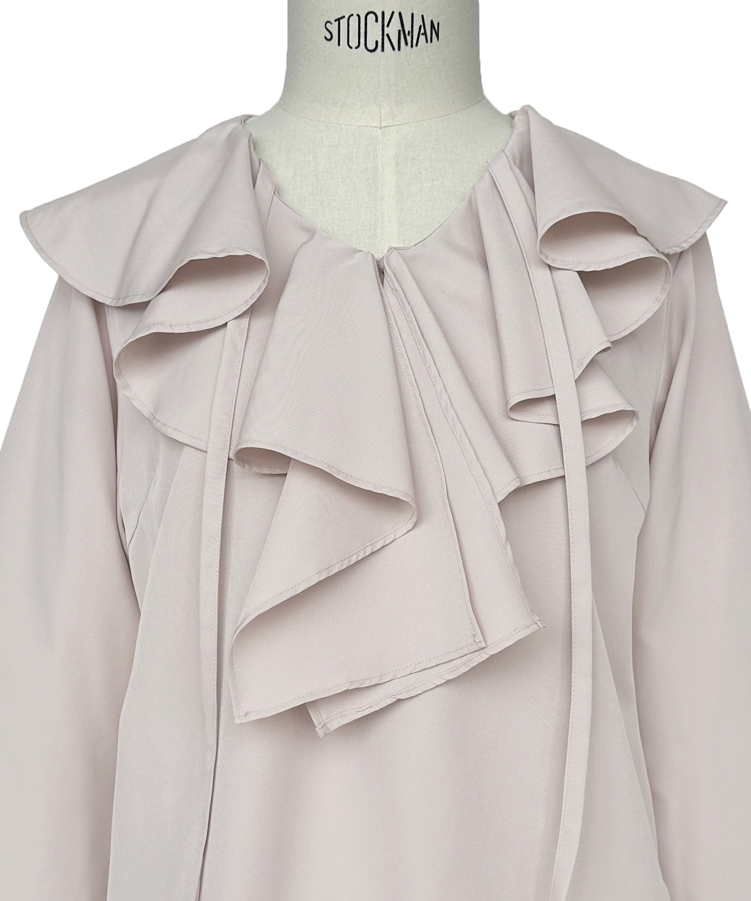 ルイルエブティック RUIRUE BOUTIQUE 洗える ｜ ラッフルフリルカラーブラウス ｜ レディース 体型カバー 長袖 オフィスカジュアル きれいめ 上品 無地 華やか トップス Vネック シャツ （ブラック） ブラック